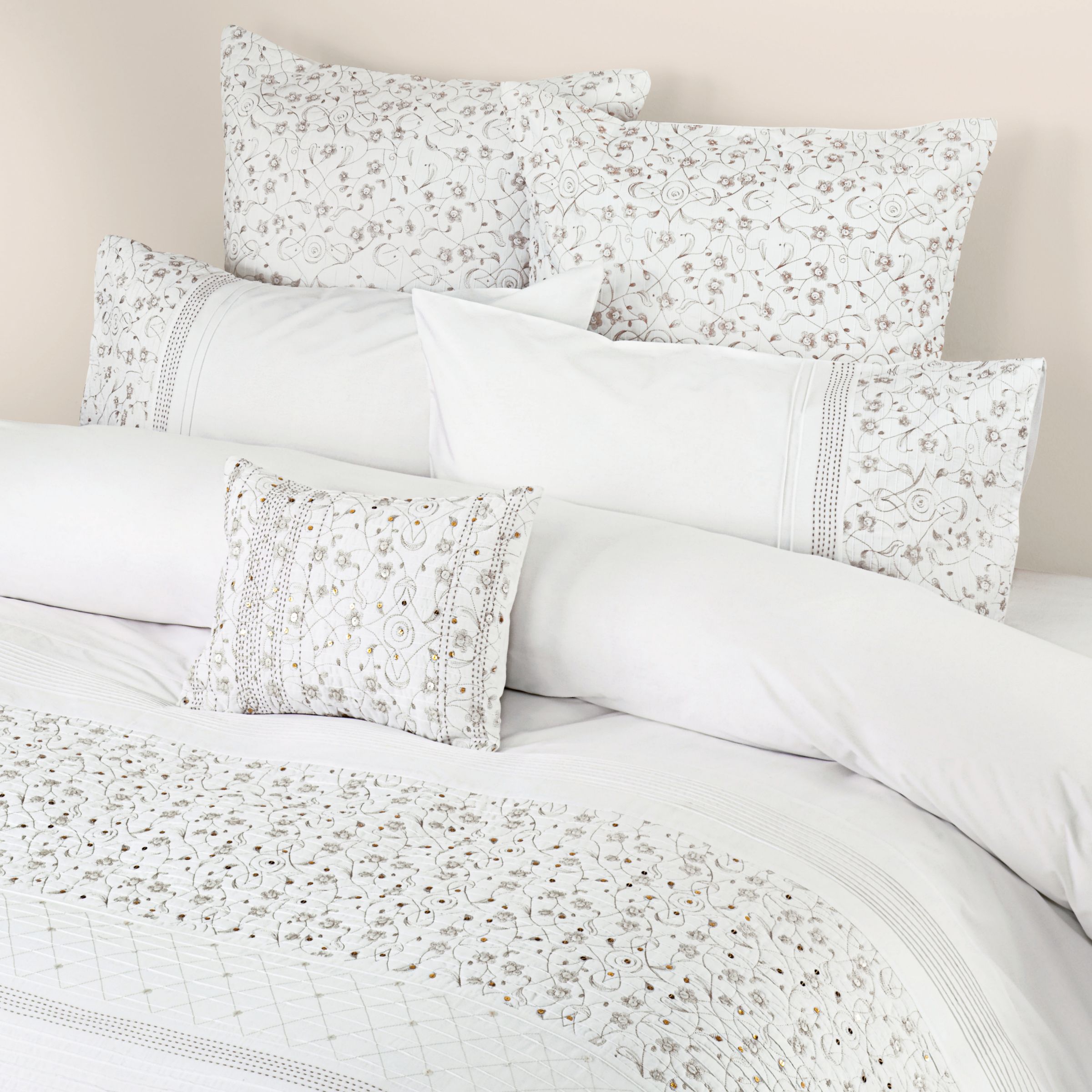 John Lewis Angelina Duvet Covers, White