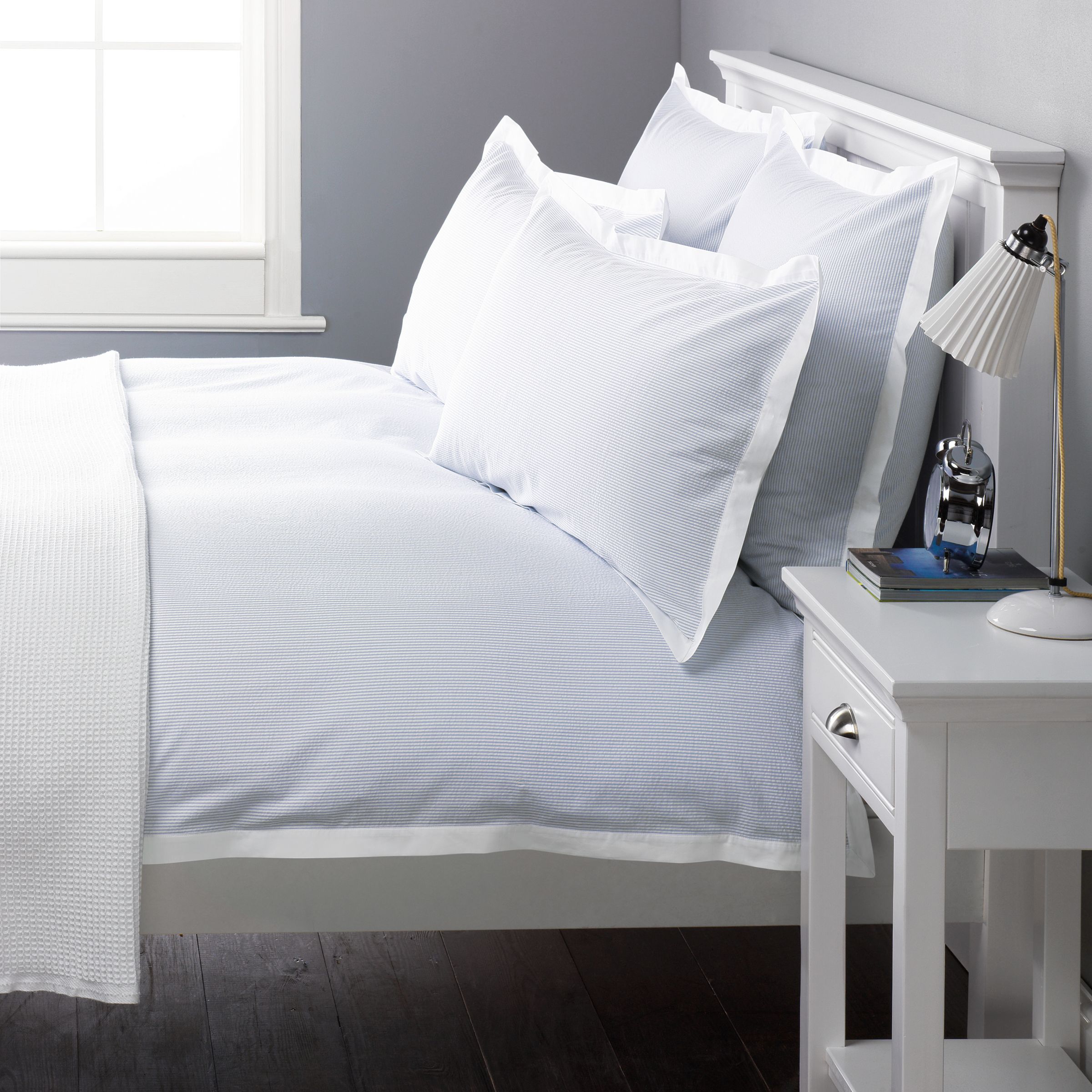John Lewis Baby Seersucker Pillowcases, Blue / White