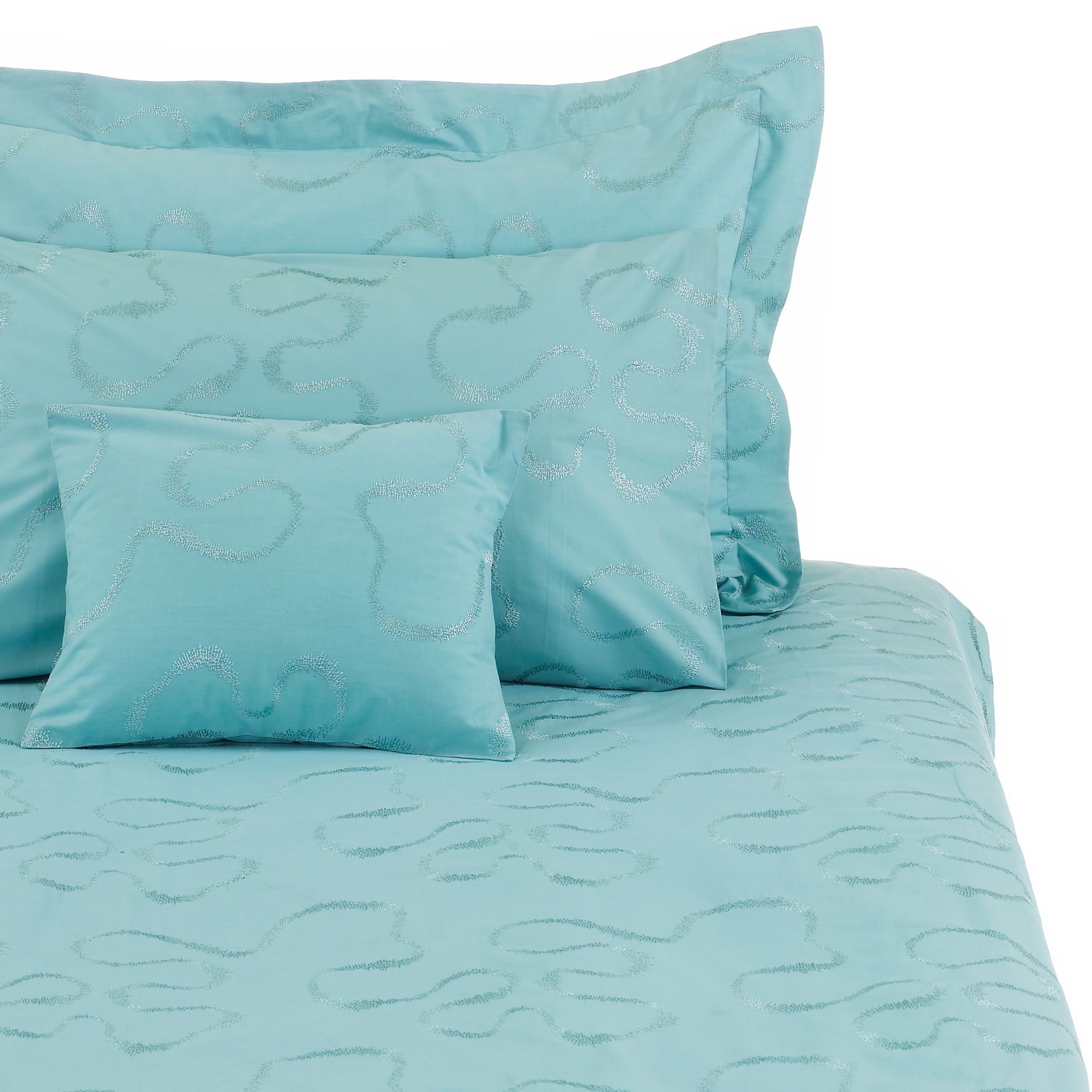 John Lewis Wavy Pillowcases, Aqua