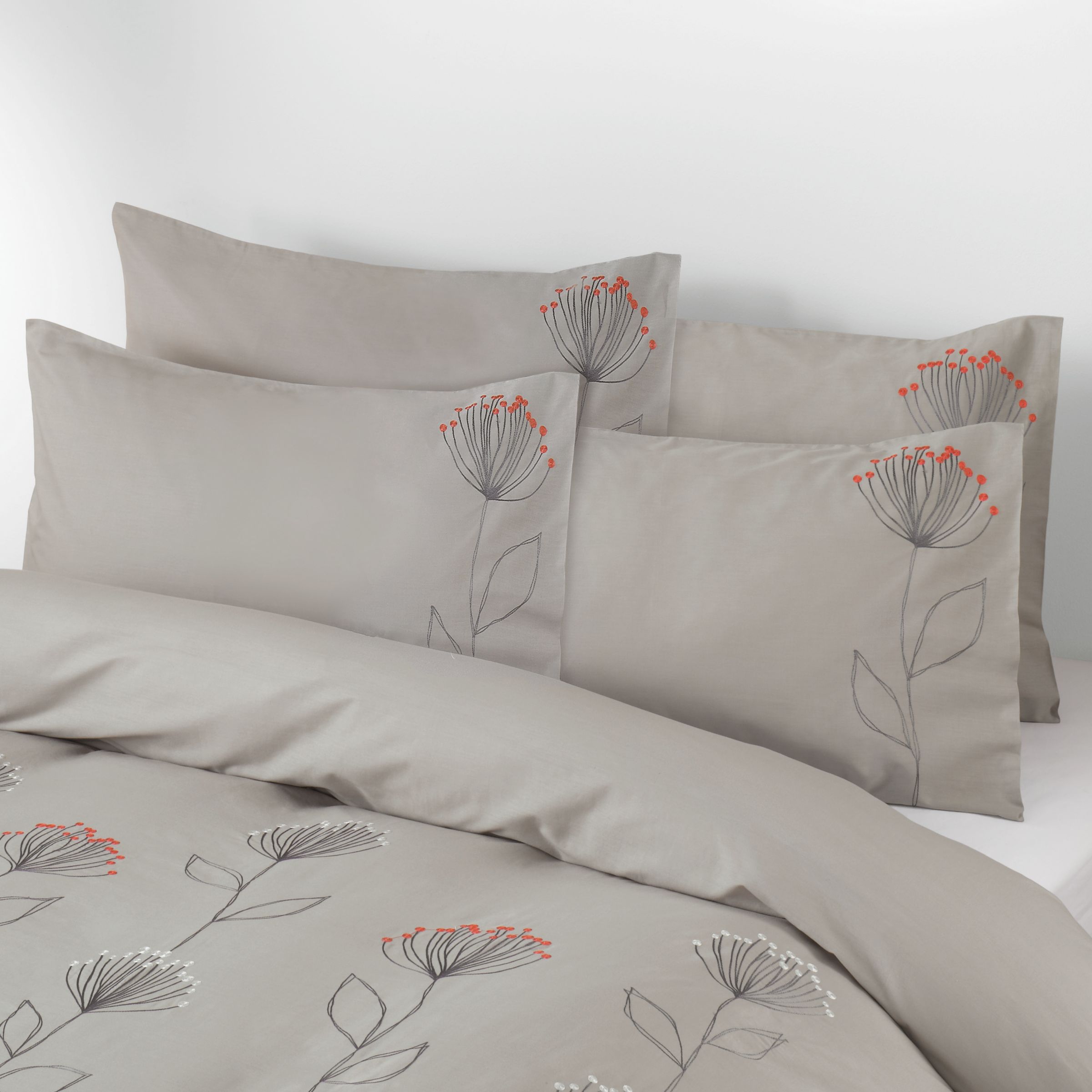 John Lewis Banksia Duvet Cover, Mocha / Flame,