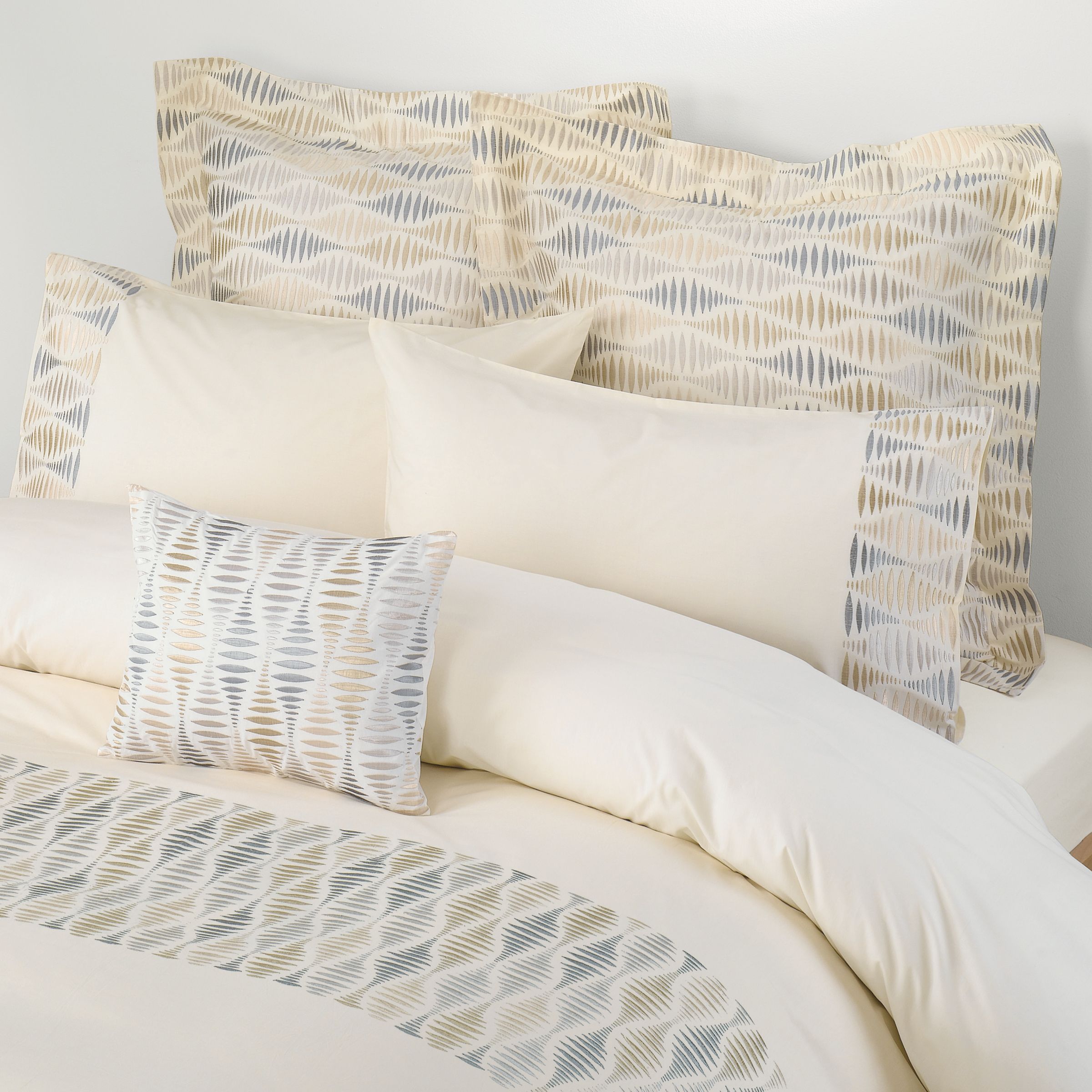John Lewis Tobago Pillowcases, Oyster / Grey