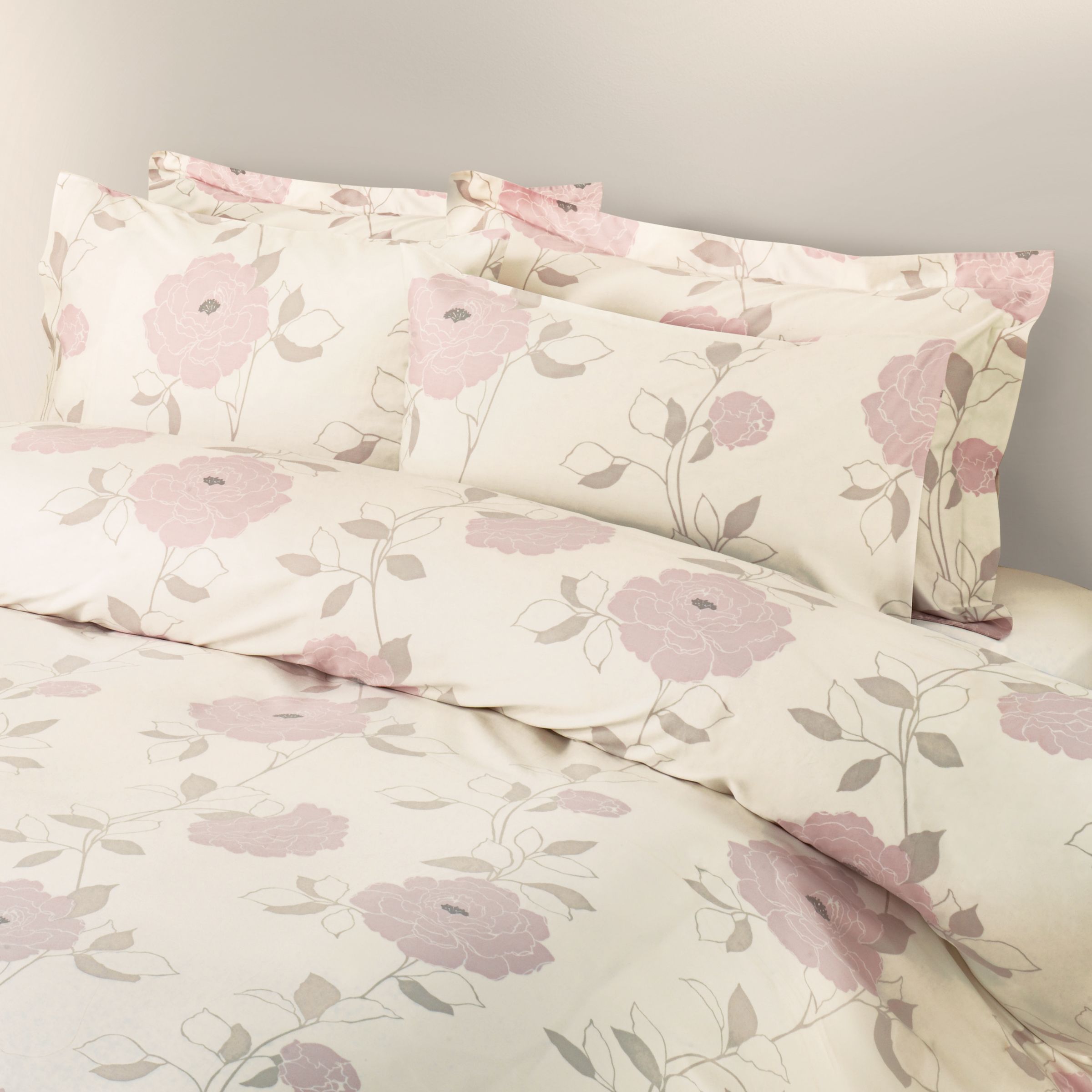 John Lewis Peony Duvet Cover, Ash Rose, Kingsize