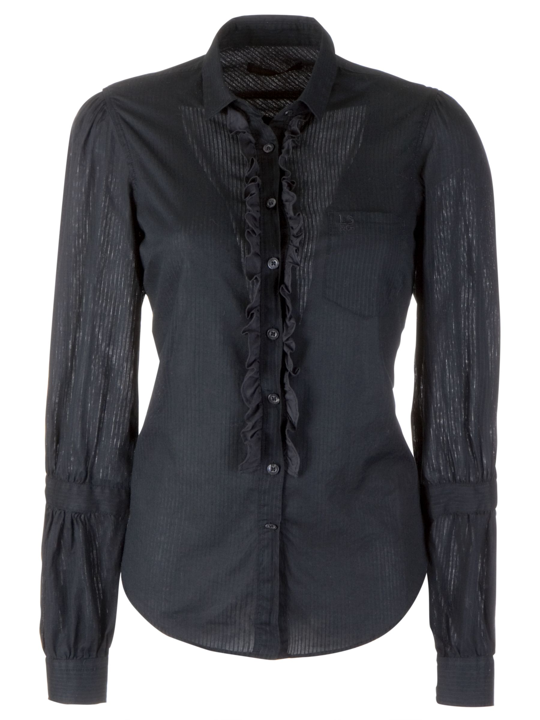 Levi's Long Sleeve Ruffle Front Shirt, Black, Small