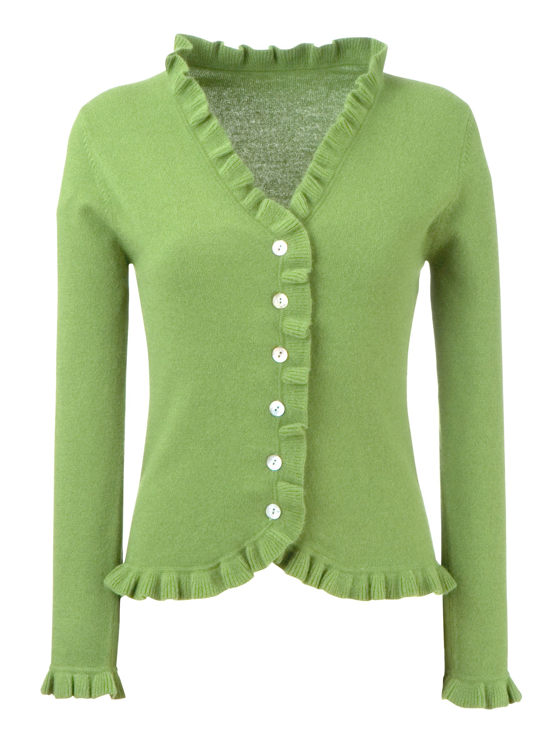 John Lewis Ruffle Neck Cardigan Green Size 10