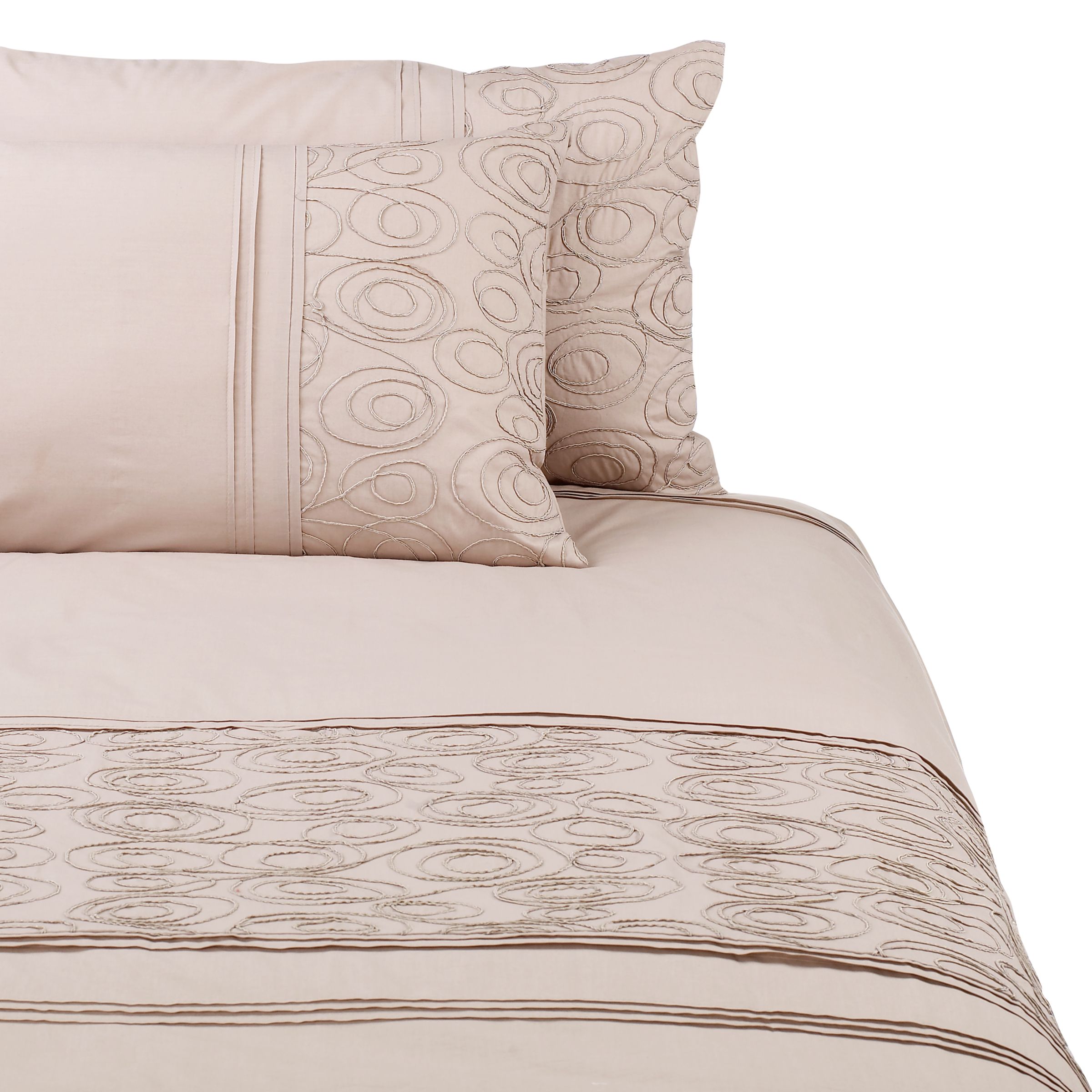 John Lewis Swirly Duvet Cover Set, Mocha, Double