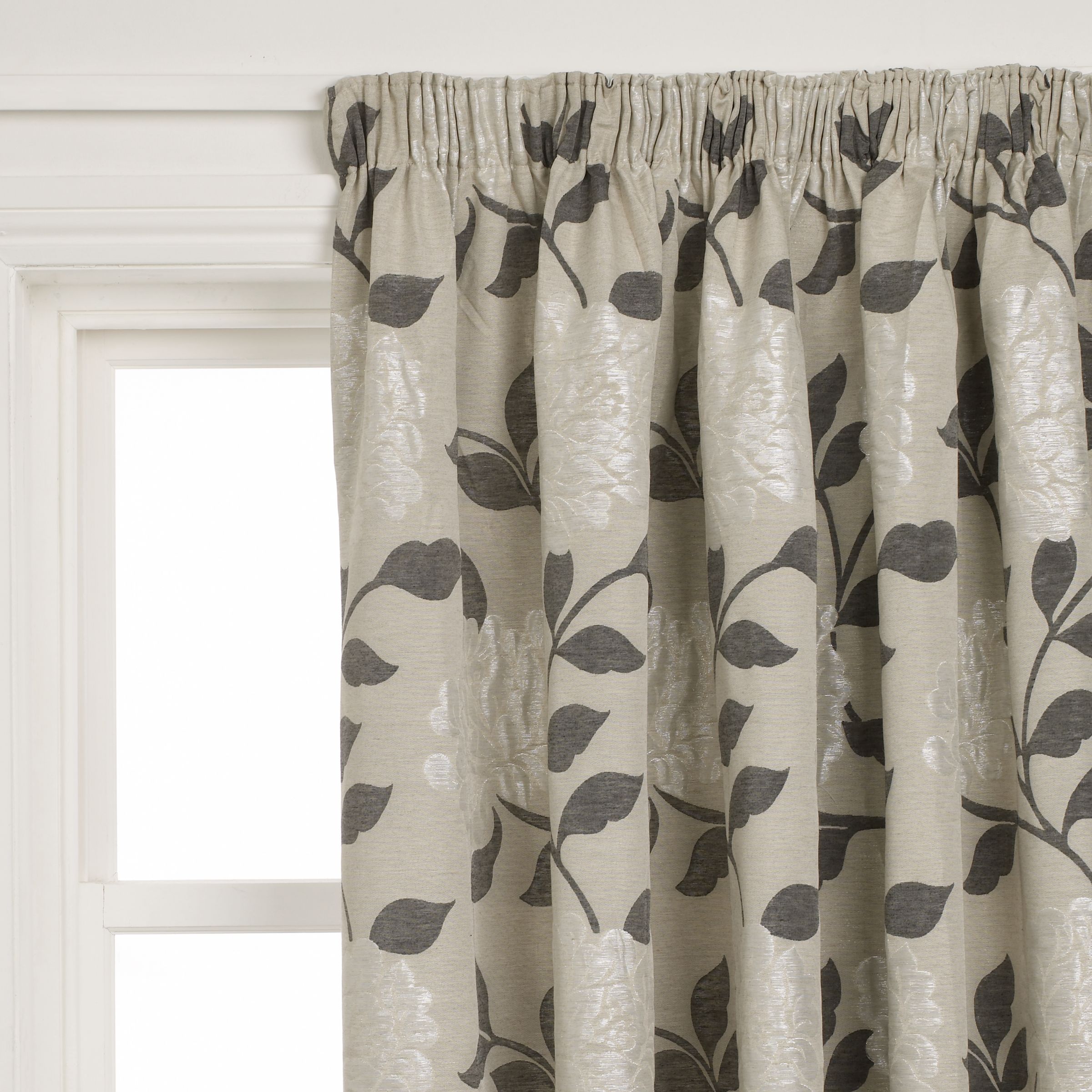 John Lewis Shimmer Flower Pencil Pleat Curtains,