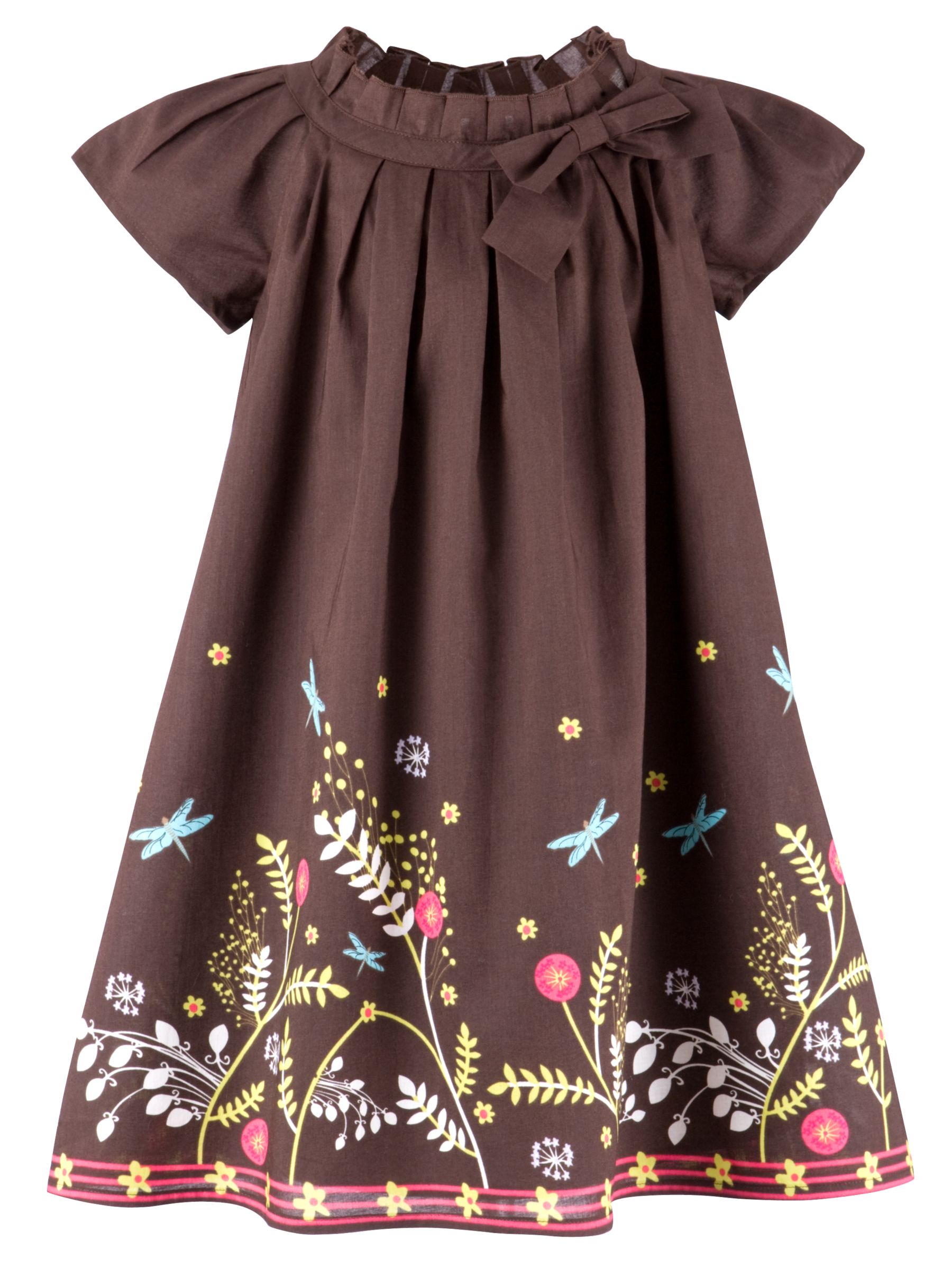 John Lewis Floral Pattern Dress, Brown, 8-9 Years