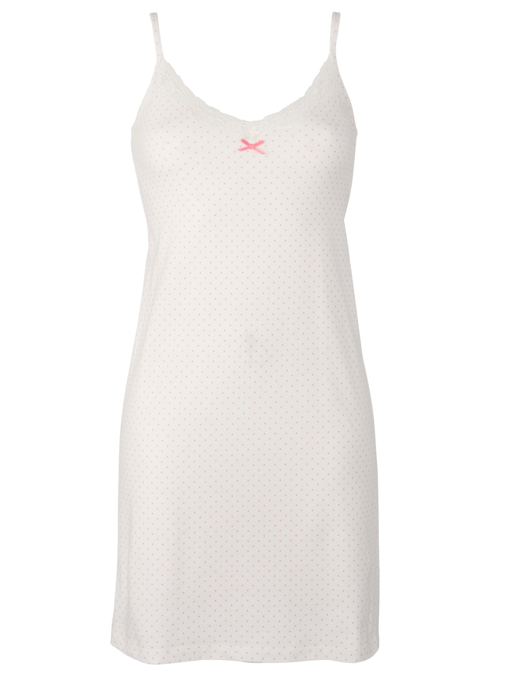 John Lewis Dottty Chemise, Ivory/Pink 