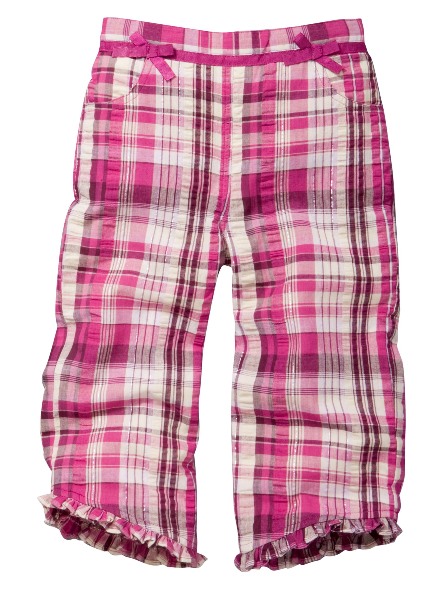 John Lewis Baby Check Trousers Plum 2 to 3 Years