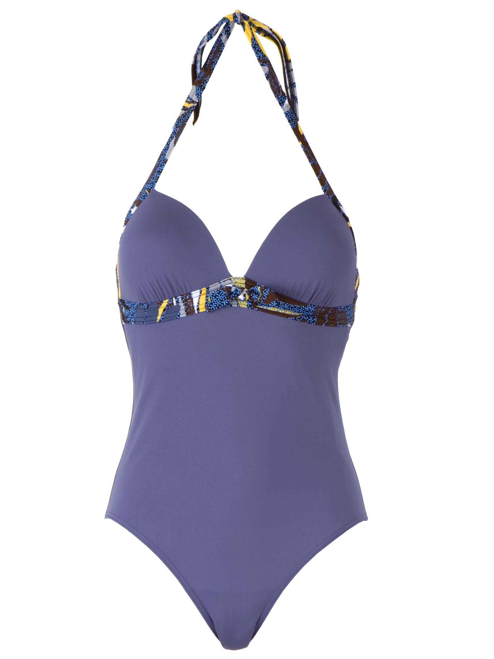 John Lewis Ilfracombe Moulded Cup Halterneck Swimsuit, Blue �17