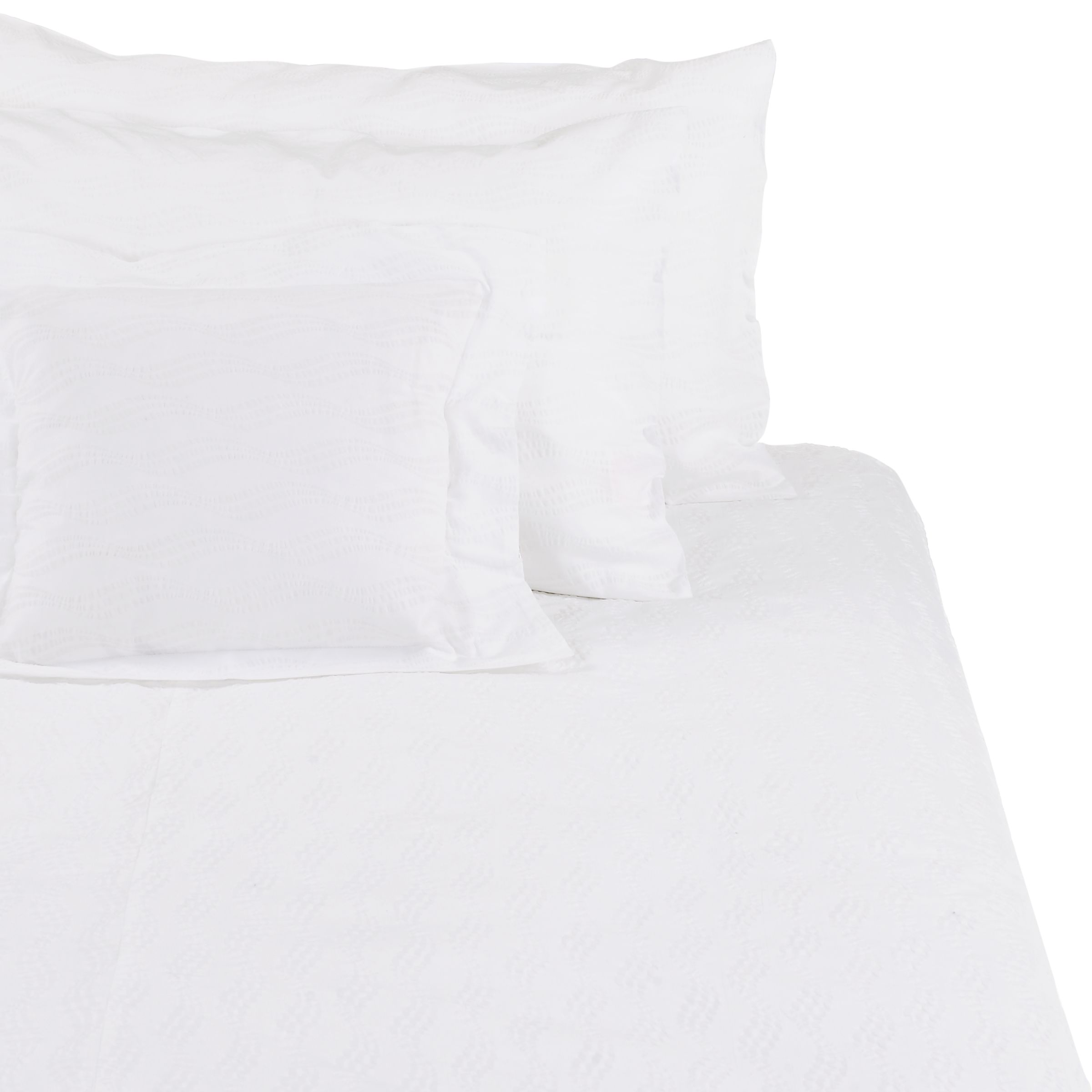 Wavy Seersucker Duvet Cover, White,