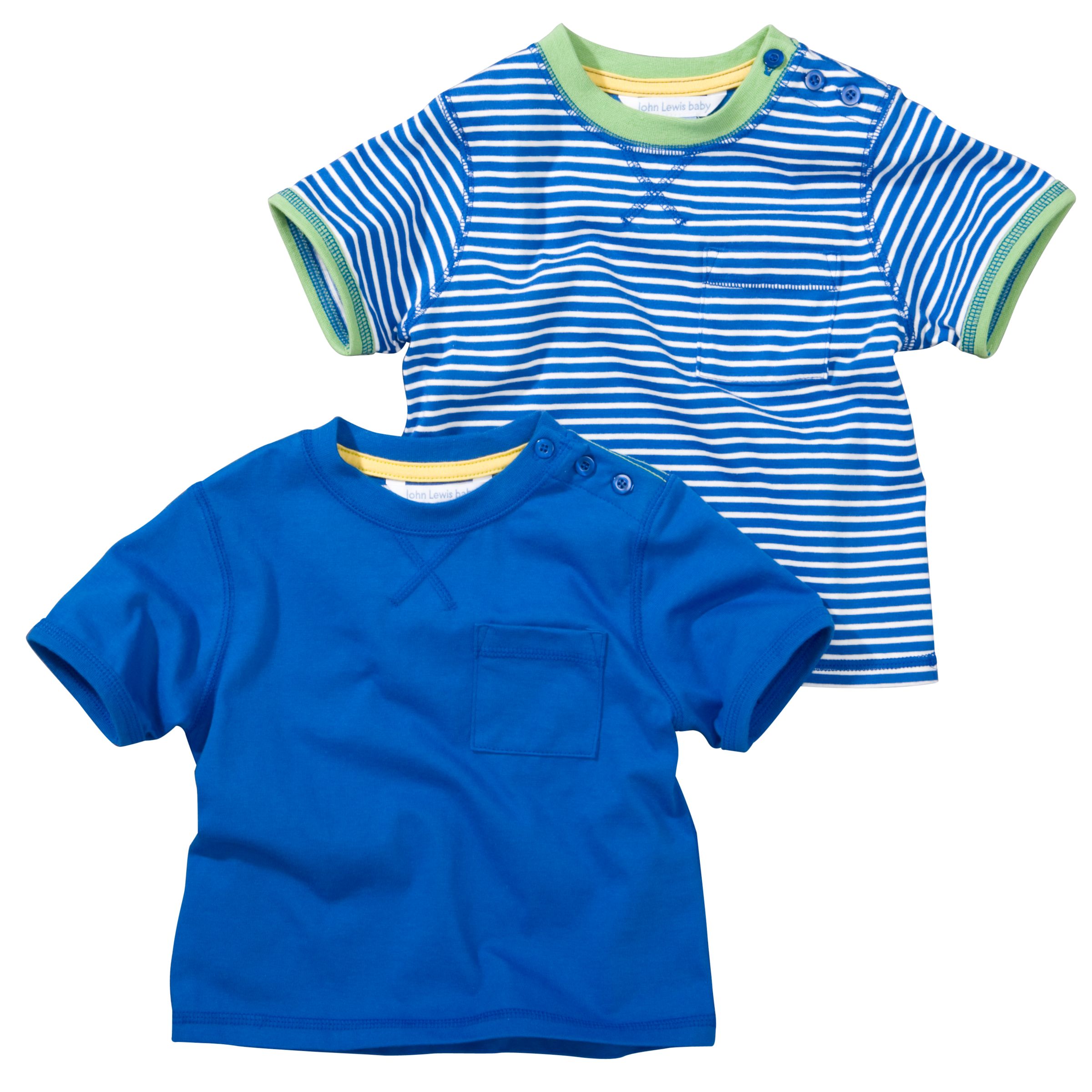 John Lewis Boy Stripe and Plain T-Shirt 2 Pack,