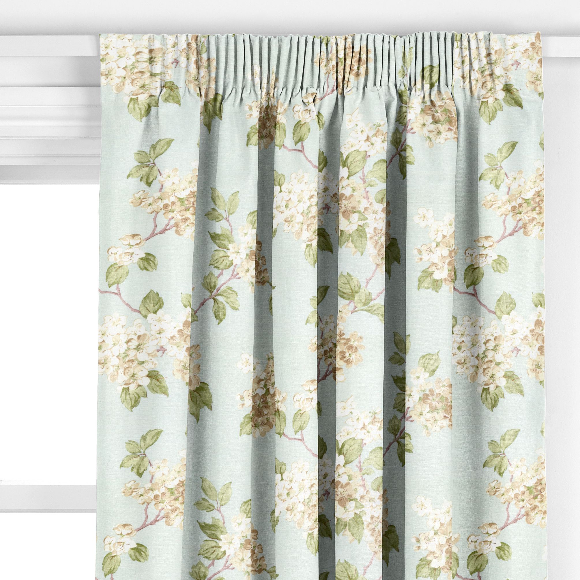 Blossom Pencil Pleat Curtains, Duck