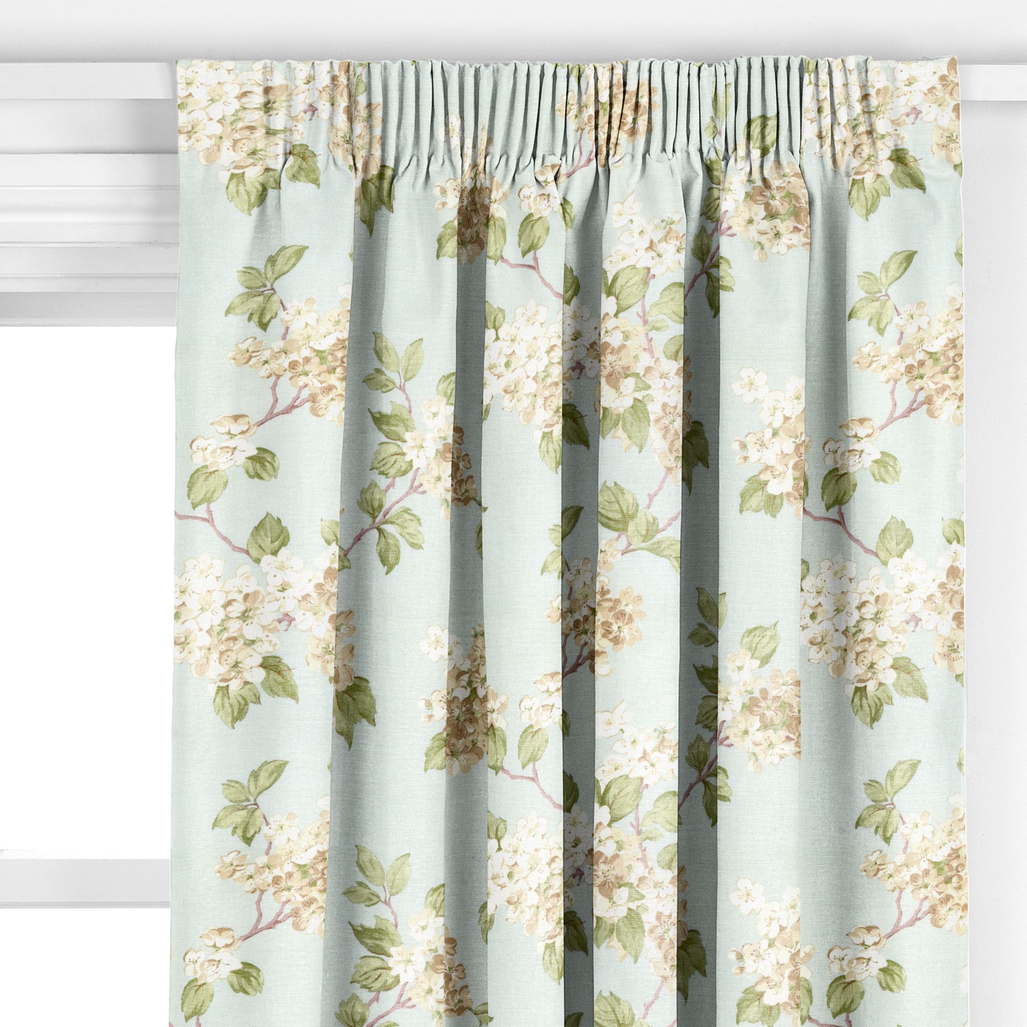 John Lewis Blossom Pencil Pleat Curtains, Duck