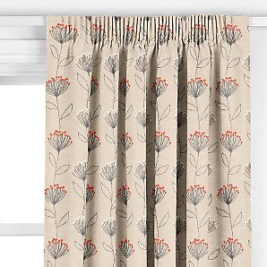 John Lewis Banksia Pencil Pleat Curtains, Flame,