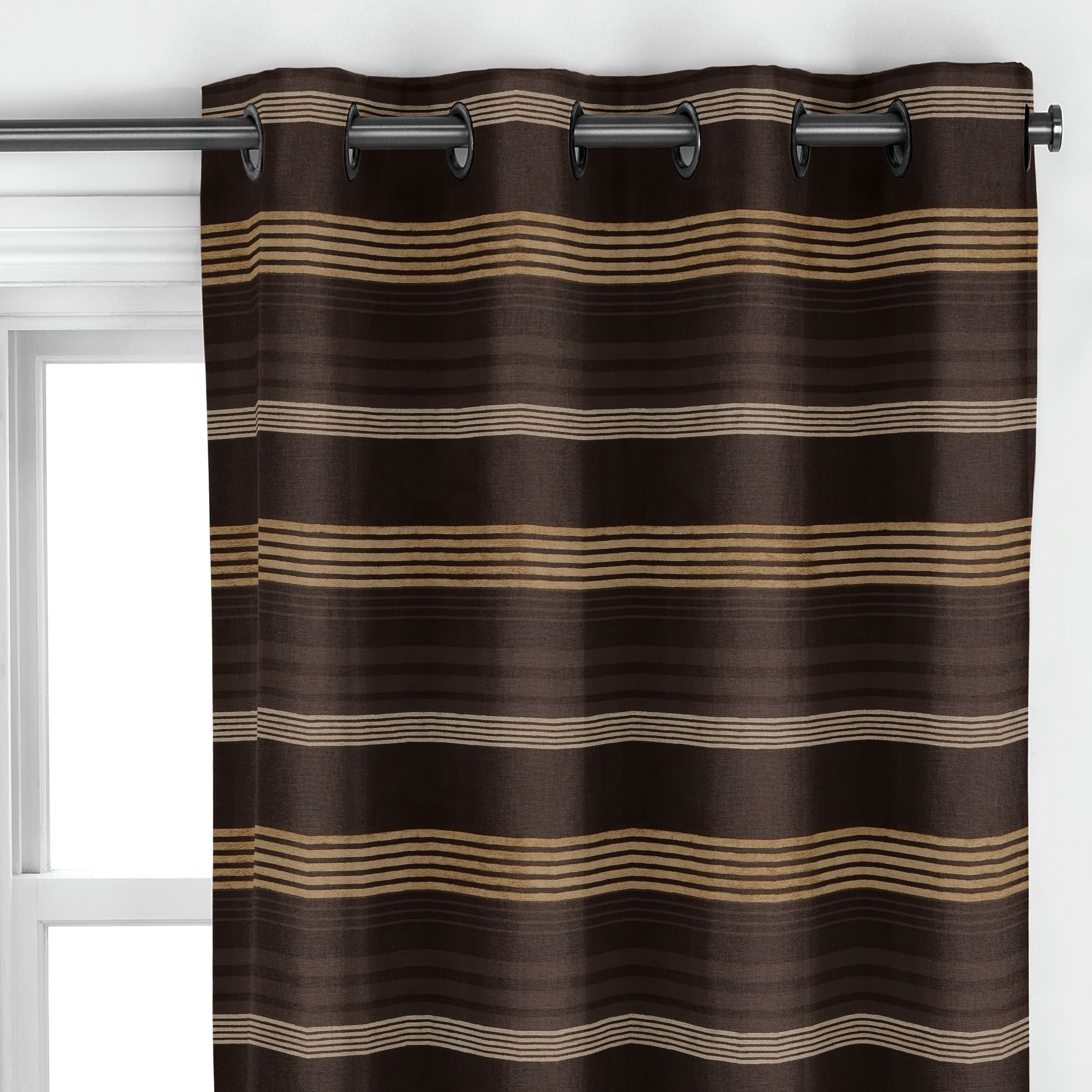 John Lewis Kabu Eyelet Curtains, Black, W167 x