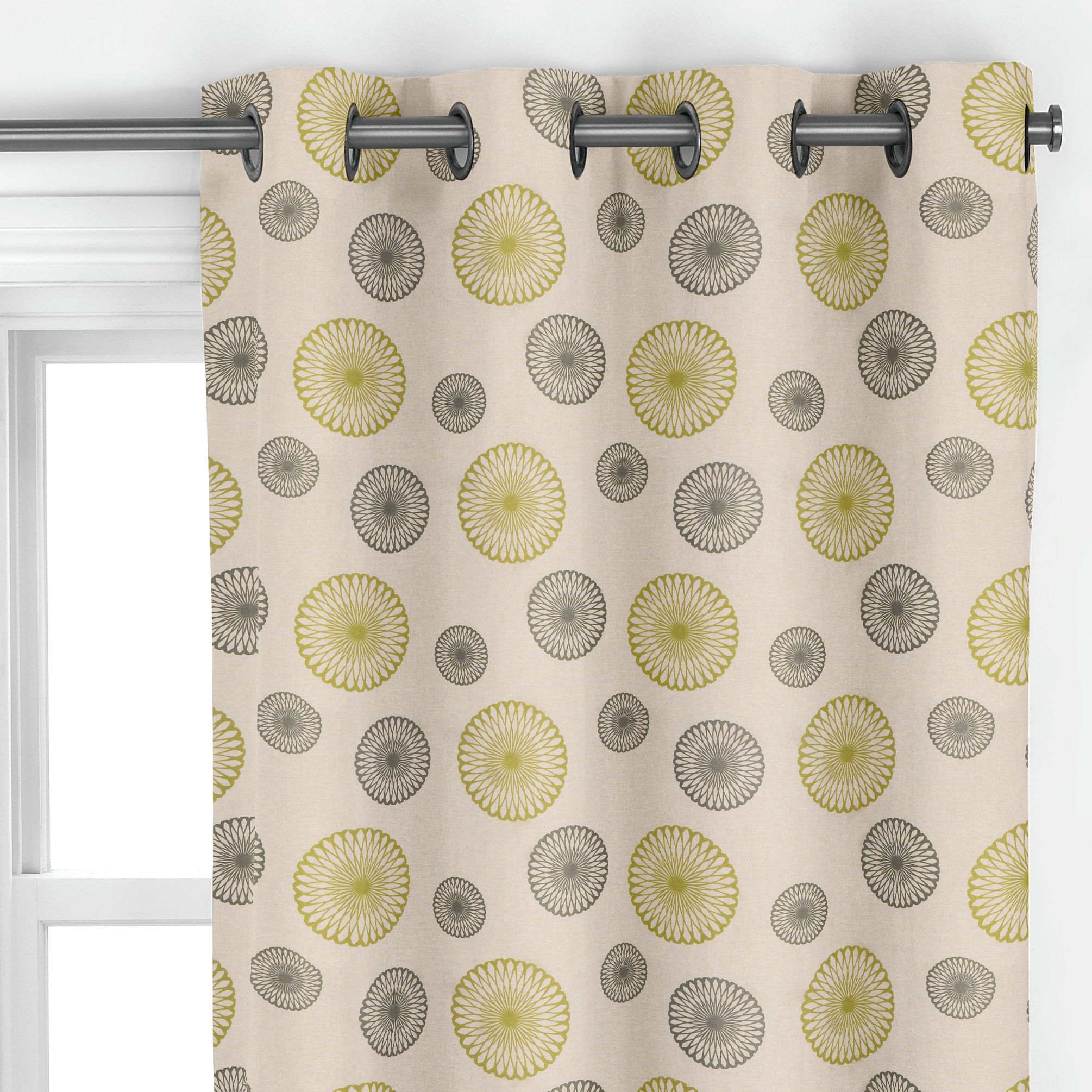 Kaleidescope Eyelet Curtains, Moss,