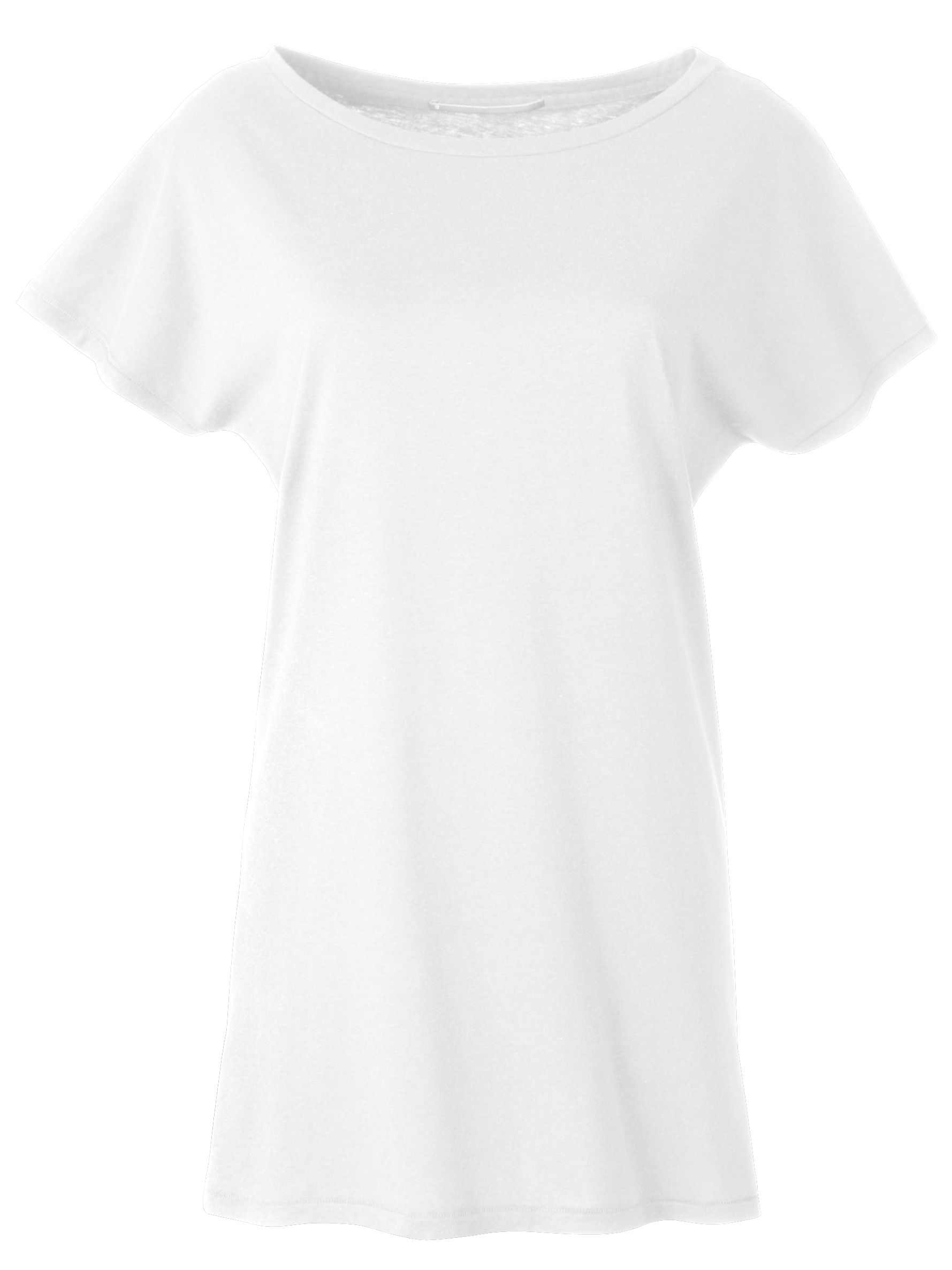 Basic Deluxe Boat Neck Long T-Shirt, White