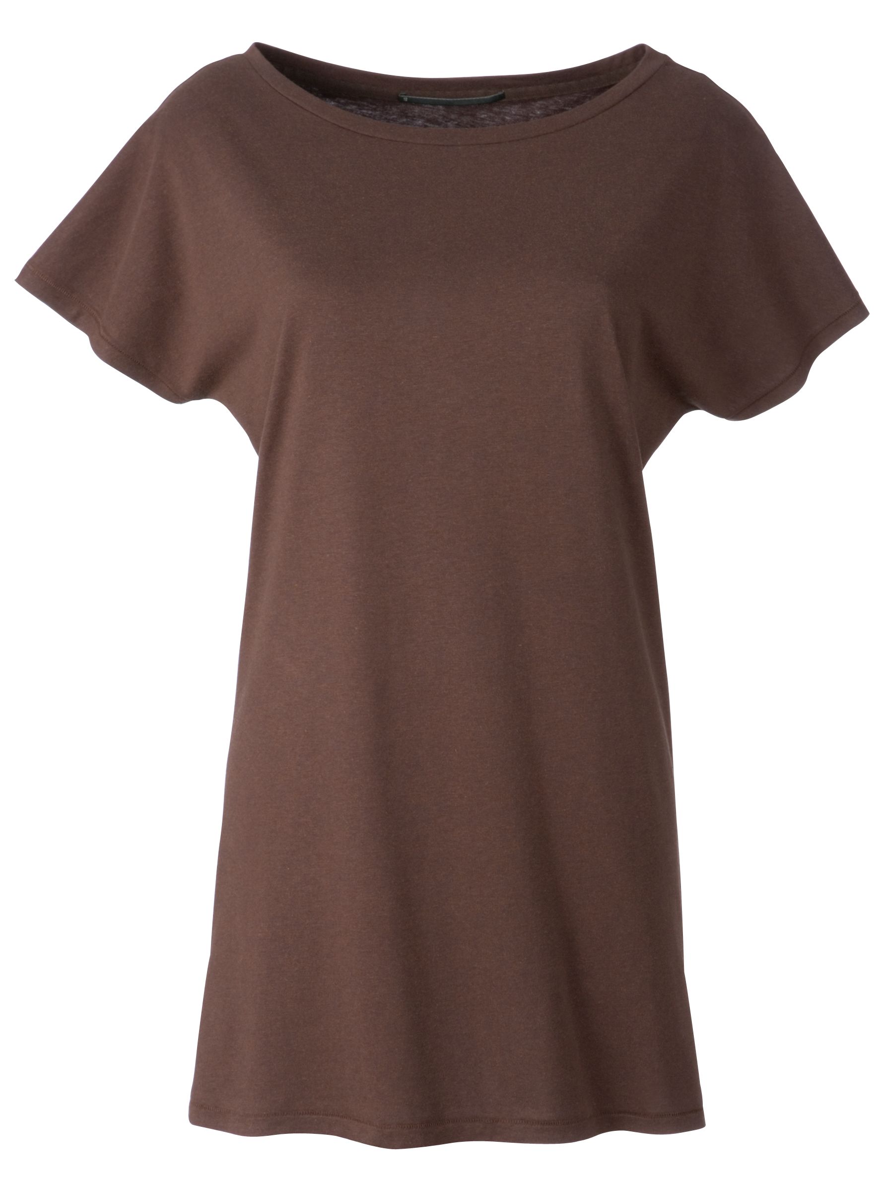 Basic Deluxe Boat Neck Long T-Shirt, Chocolate