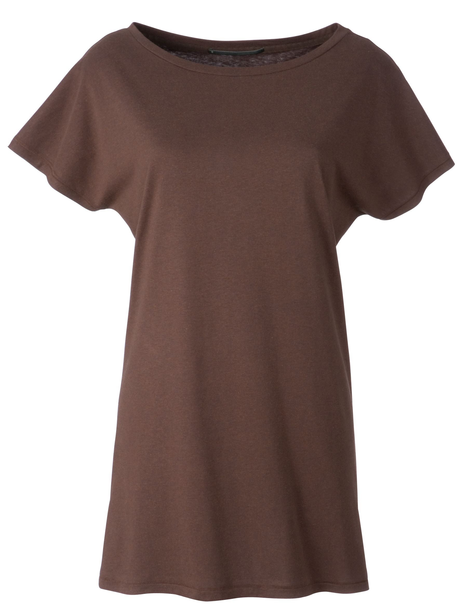 Boat Neck Long T-Shirt, Chocolate