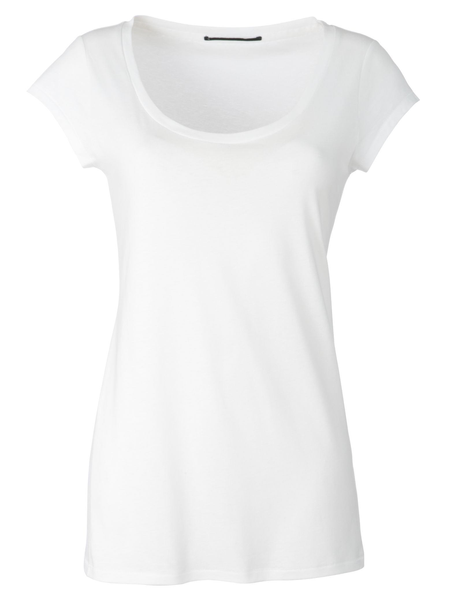 Basic Deluxe Cap Sleeve Scoop Neck T-Shirt, White