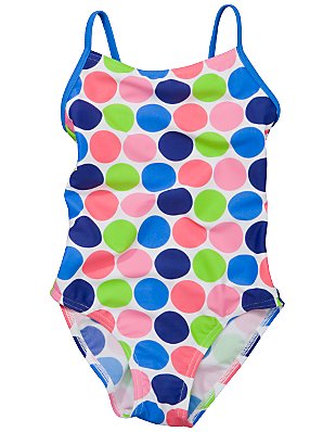 John Lewis Spot Swimsuit, Multicoloured, 8-9 Years