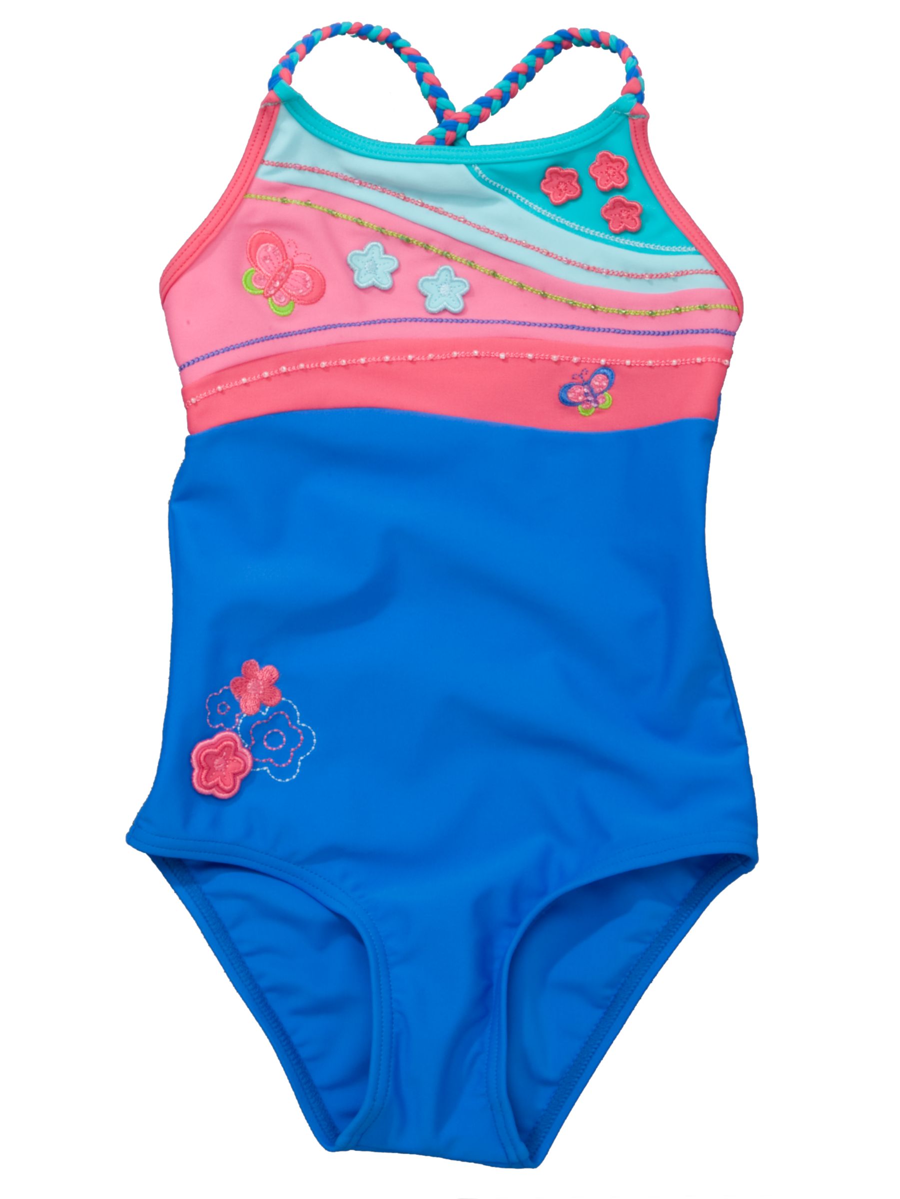 John Lewis Butterfly Swimsuit, Blue, 2-3 Years