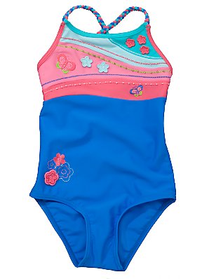 John Lewis Butterfly Swimsuit, Blue, 2-3 Years