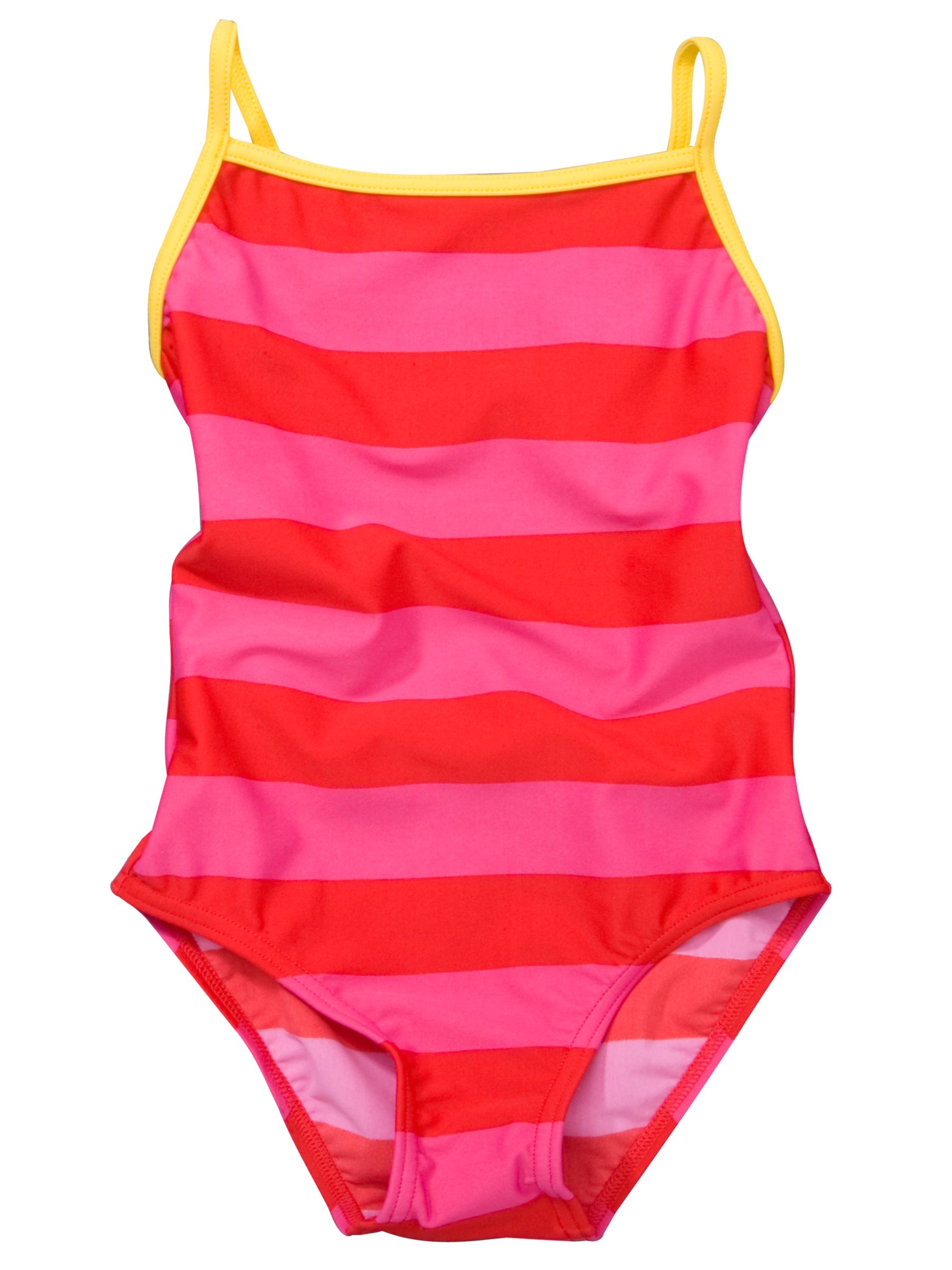 John Lewis Block Stripe Swimsuit, Pink, 8-9 Years