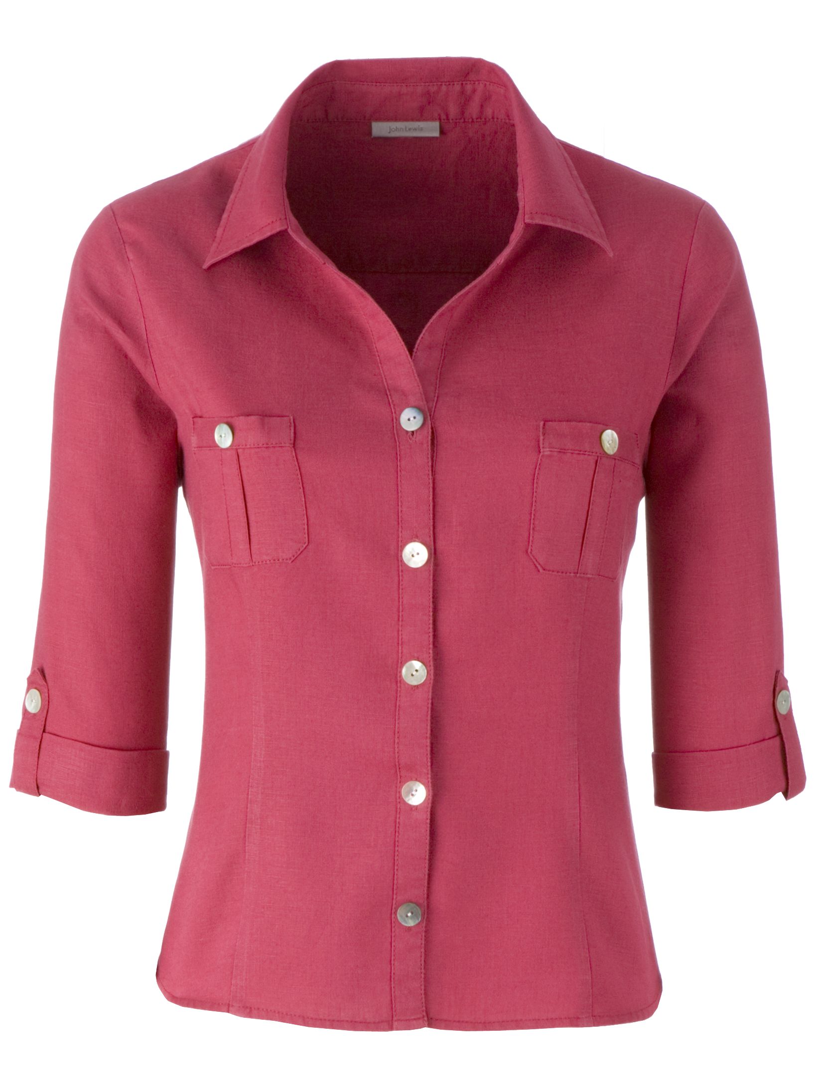 John Lewis Safari Linen Blouse, Pomergranate,