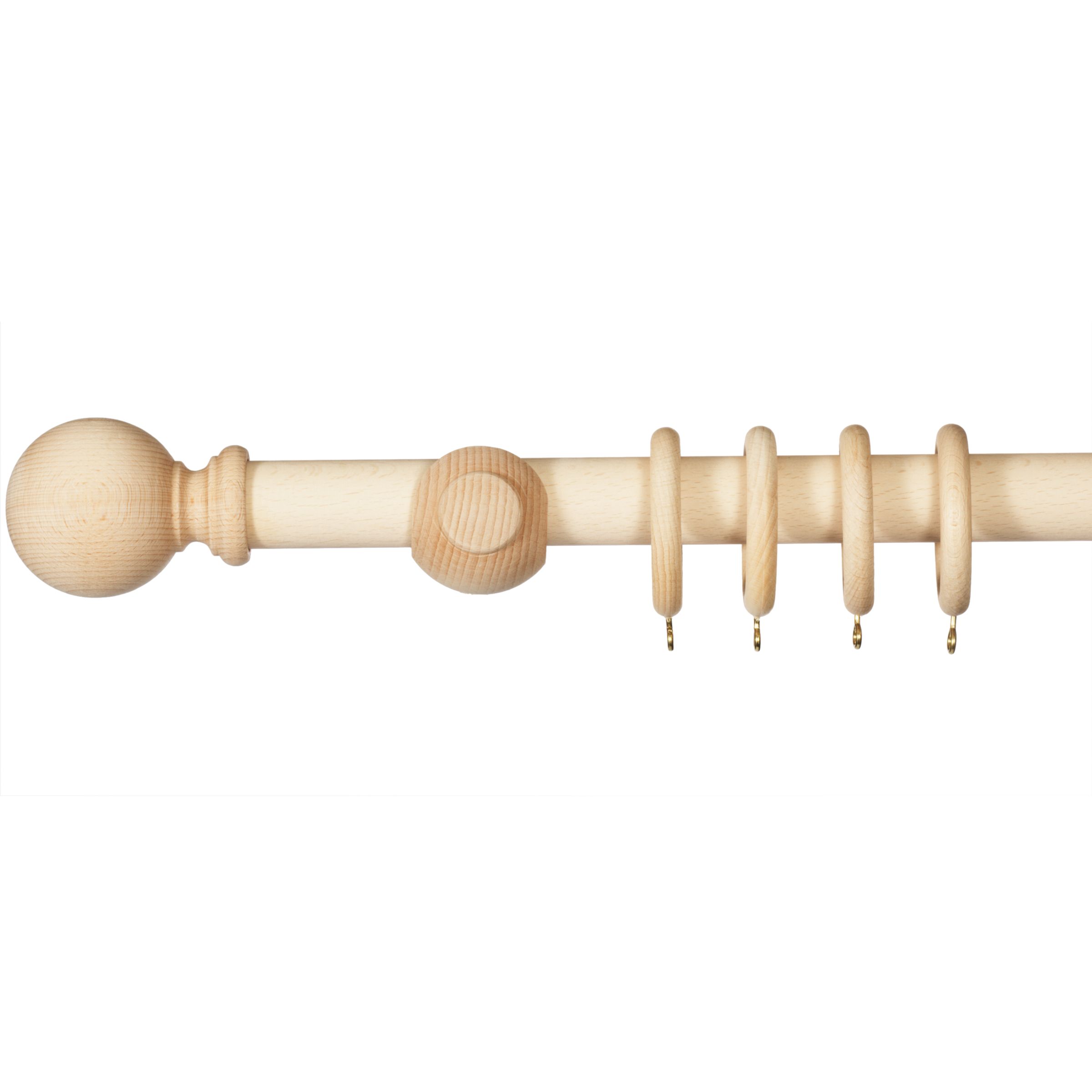 John Lewis Unfinished Wood Curtain Pole Kit,