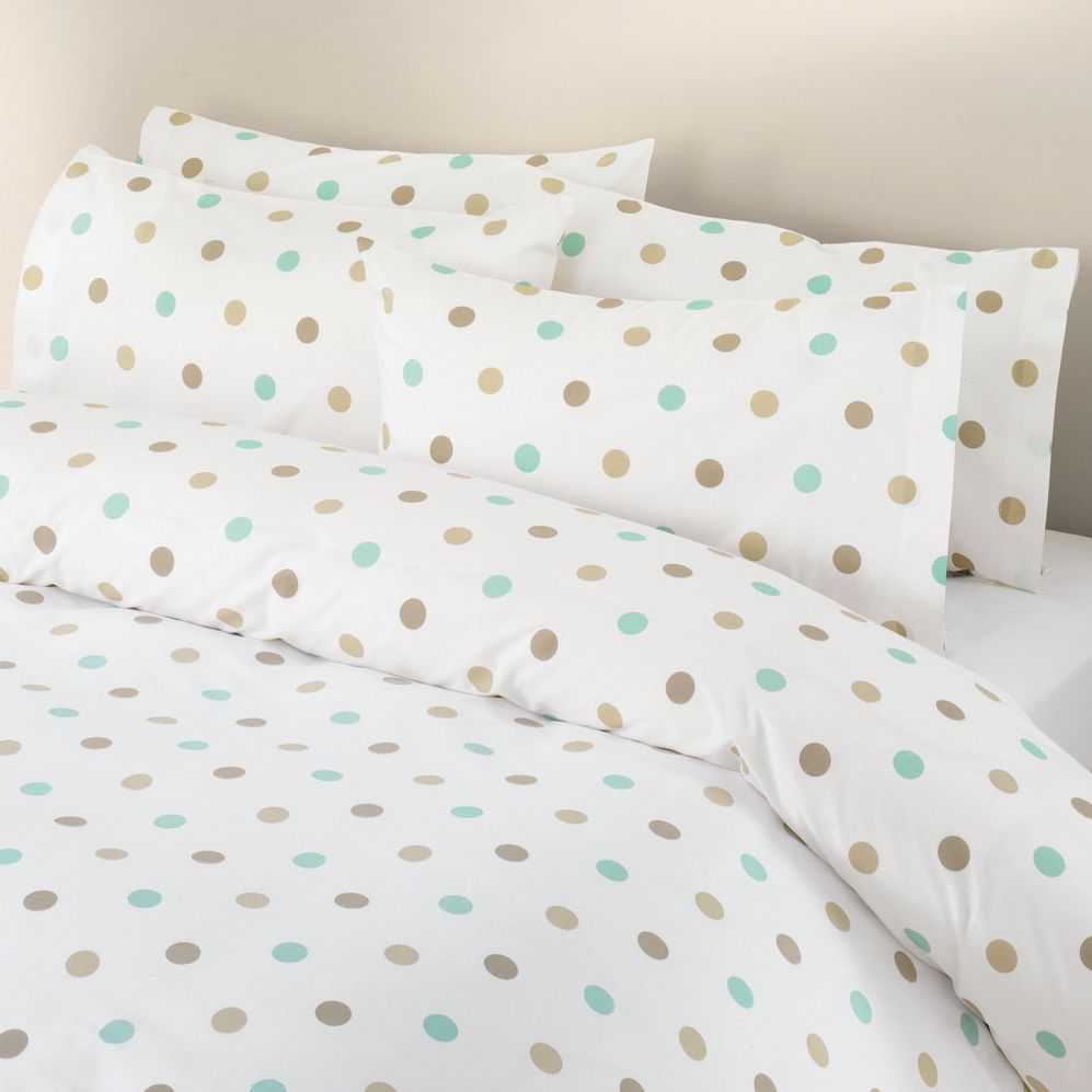 John Lewis Multi Spot Duvet Cover, Beige, Single