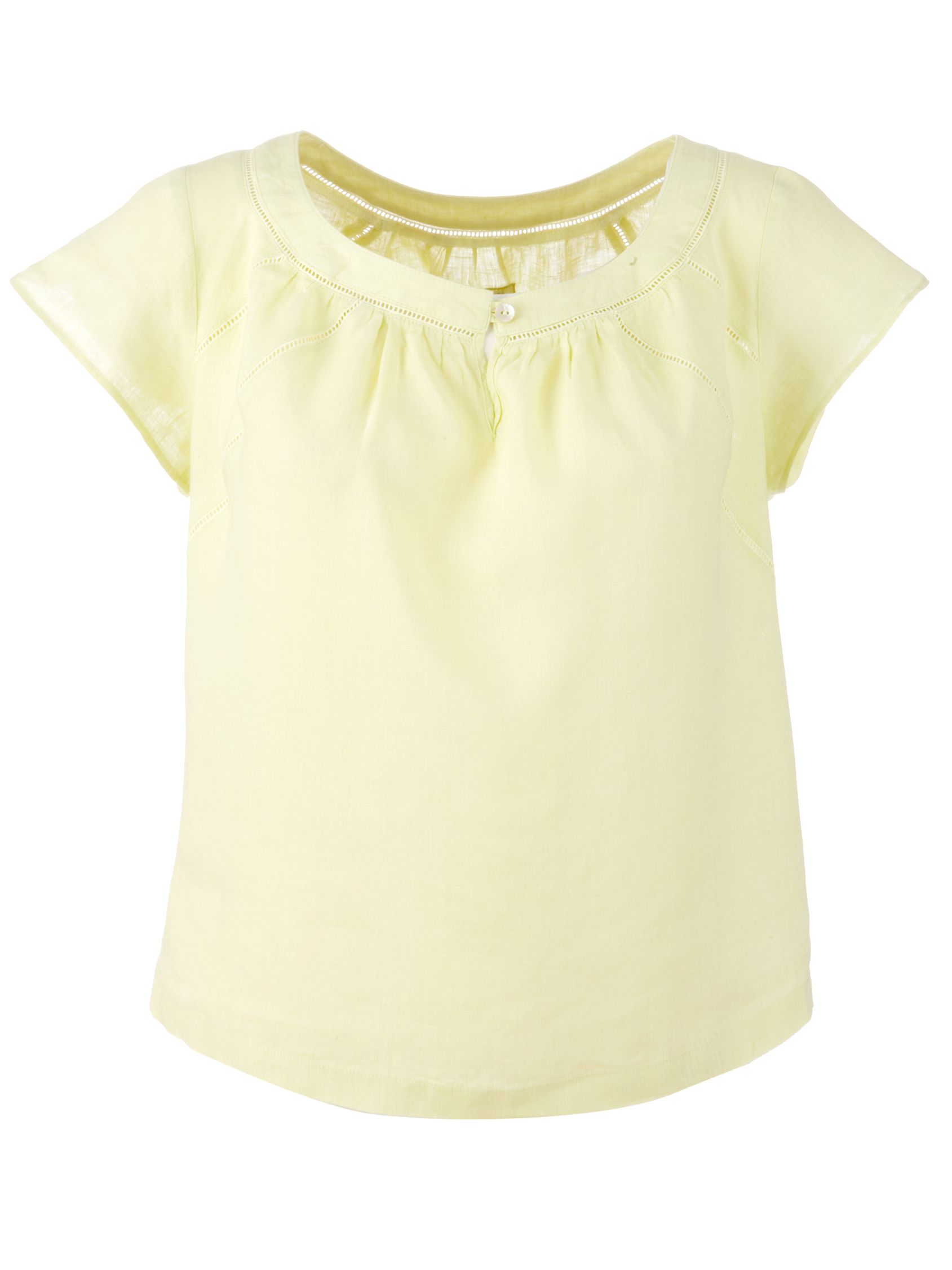 John Lewis Women John Lewis Faggoting Trim Blouse, Yellow Opal,