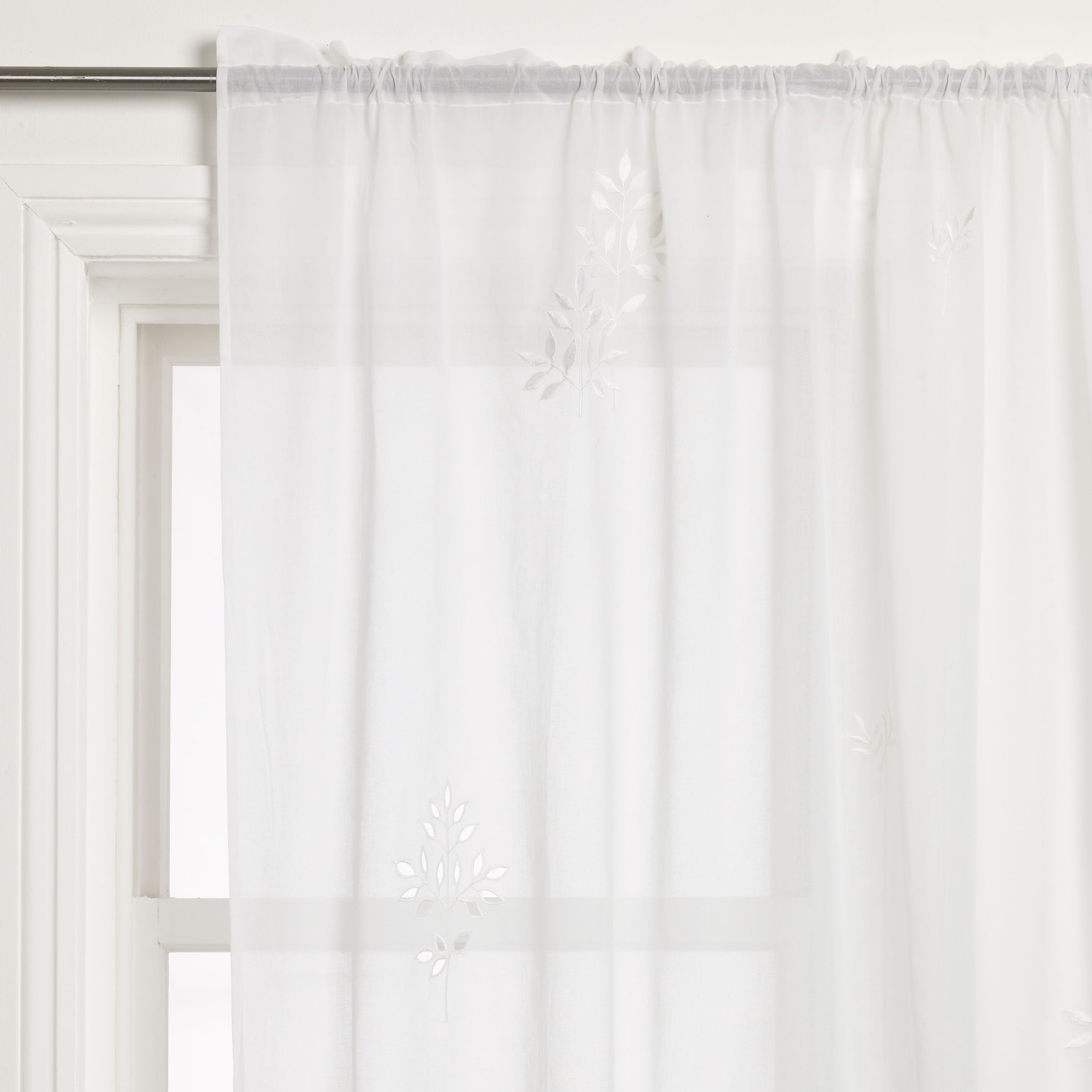Alicia Slot Headed Voile Panel White W145 x Drop 150cm