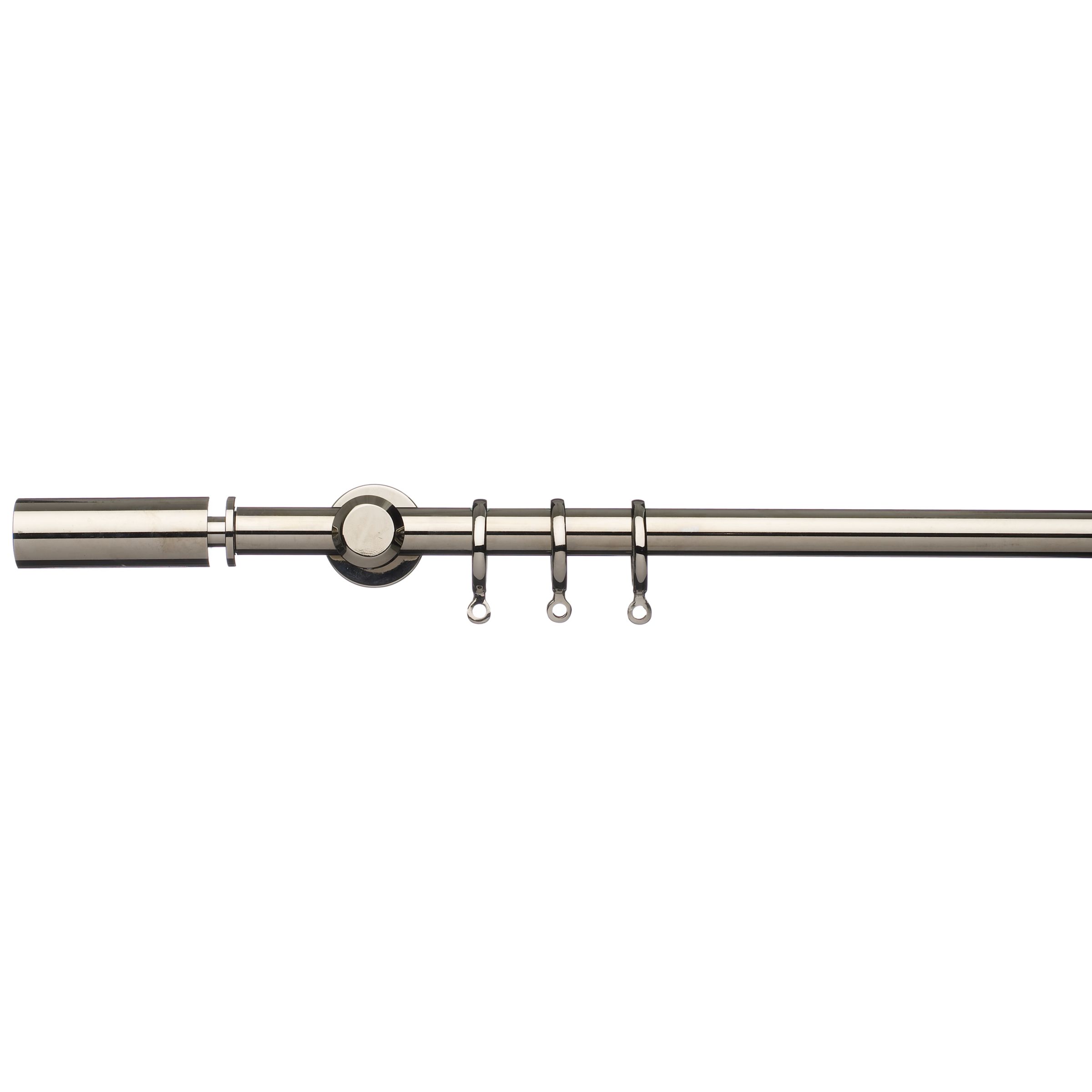 John Lewis Brushed Nickel Curtain Pole Kit, Nickel, L300cm x Dia.14mm