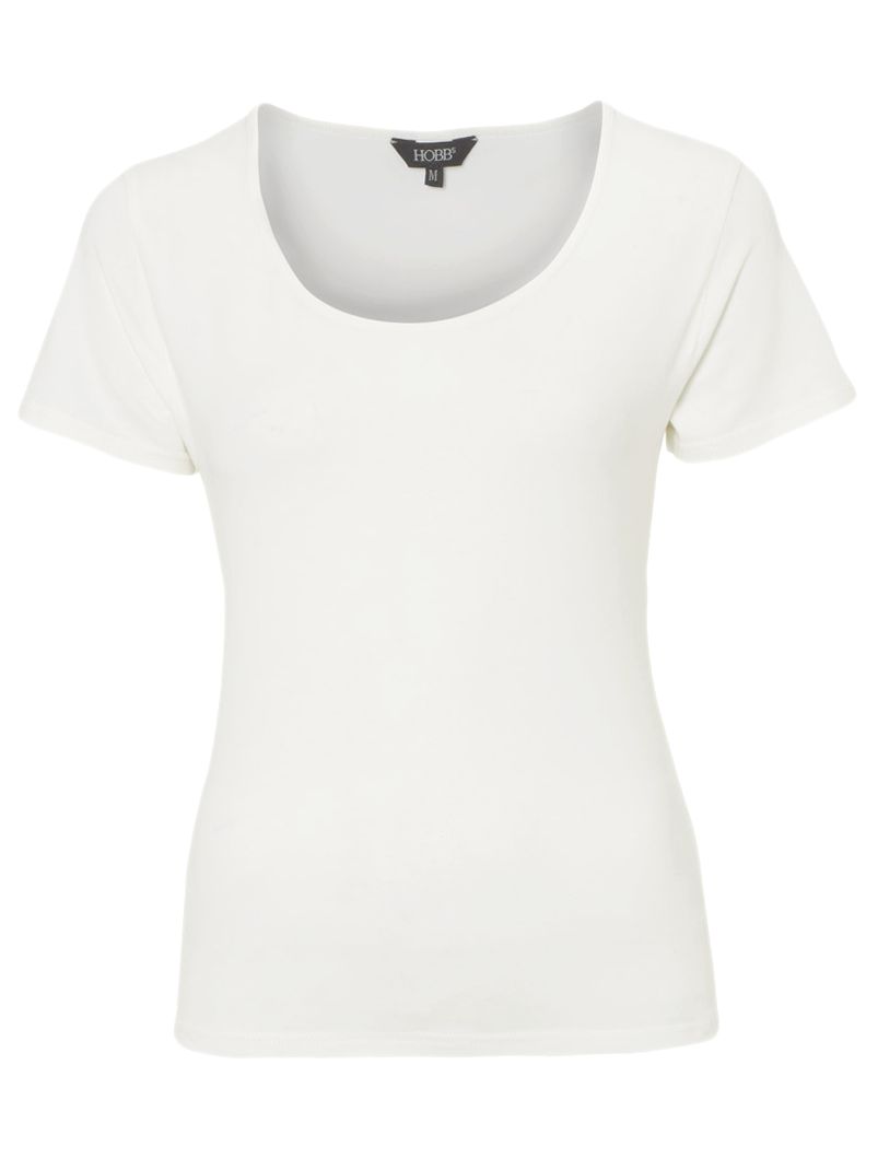 Hobbs Scoop Neck T-Shirt, Ivory, M