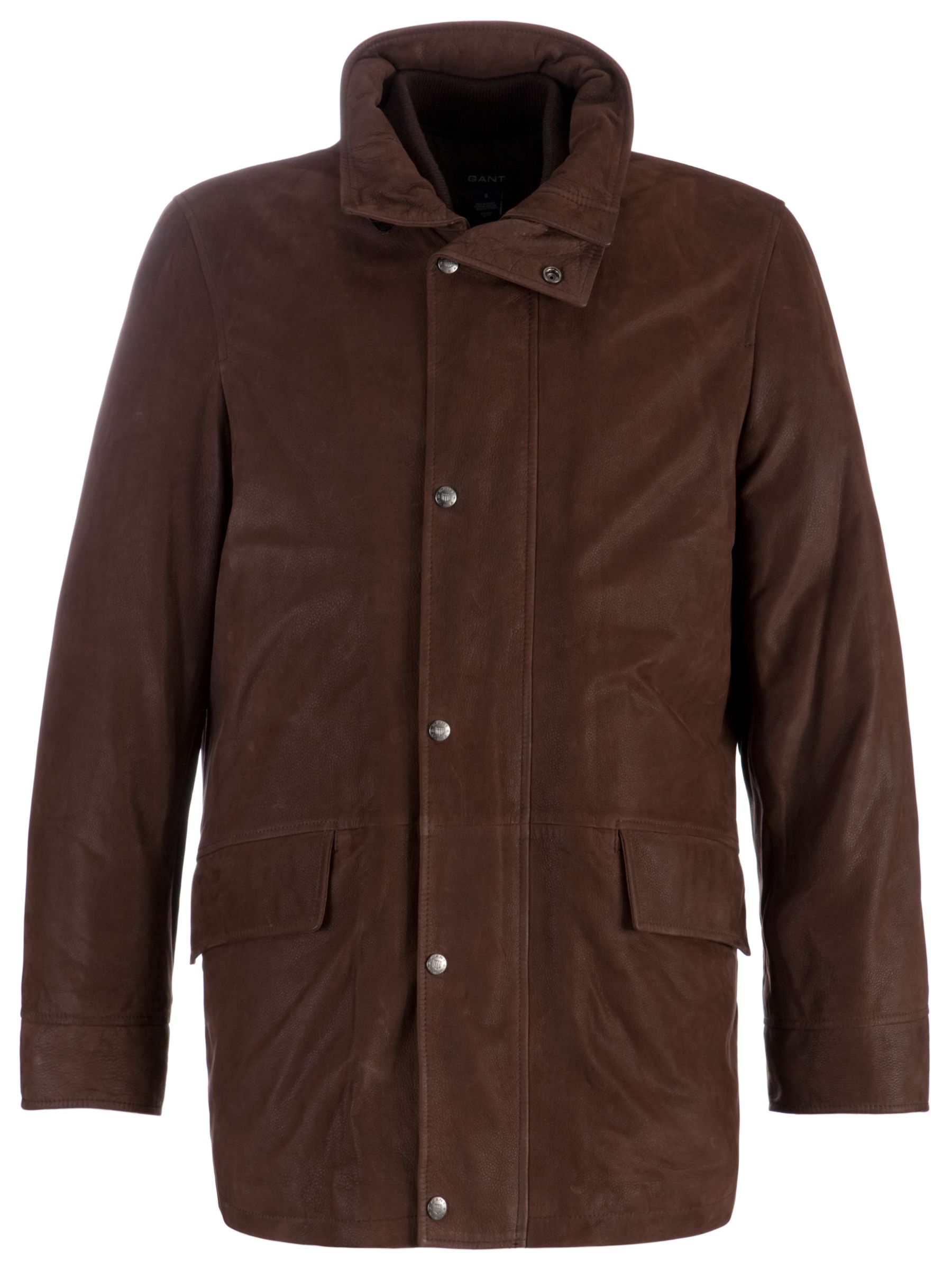 Gant Leather Double Decker Coat, Brown at John Lewis