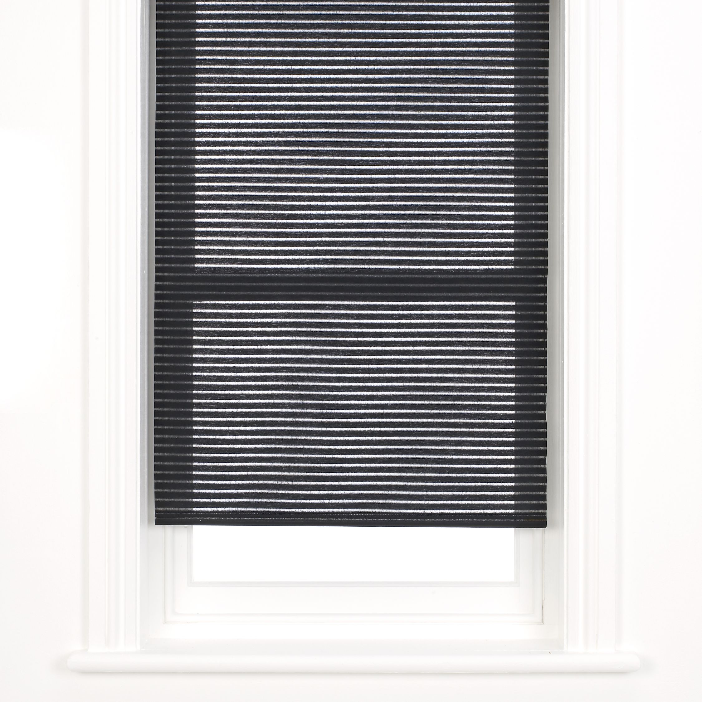 John Lewis Sheer Stripe Roller Blinds, Black