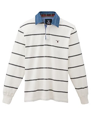 Gant Brenton Stripe Rugby Shirt, White, XL