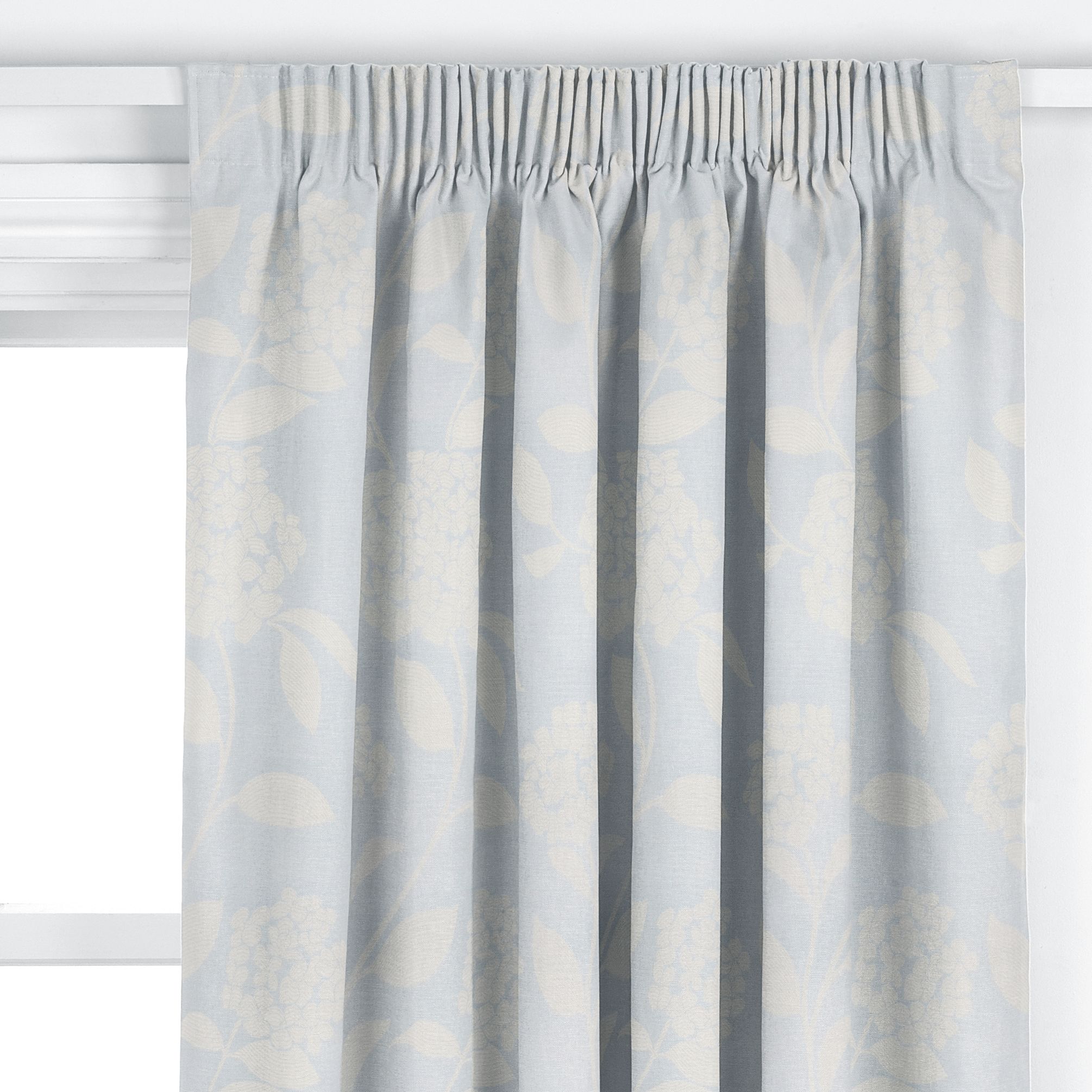John Lewis Hydrangea Pencil Pleat Curtains, Duck