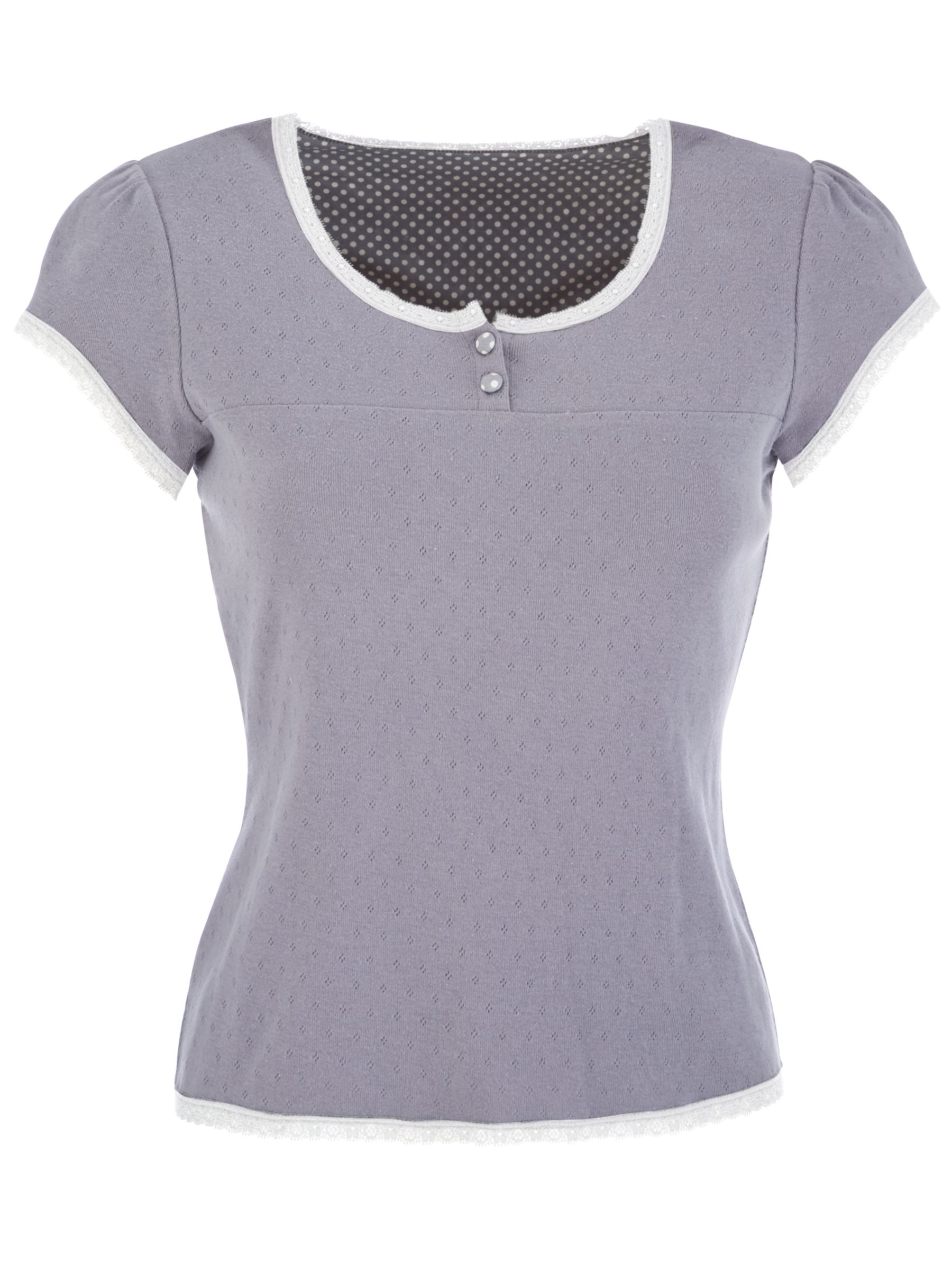 John Lewis Penelope Cap Sleeve T-Shirt, Grey,