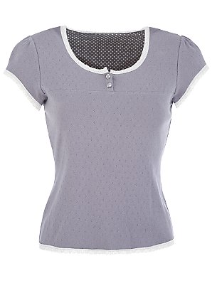 Penelope Cap Sleeve T-Shirt, Grey,