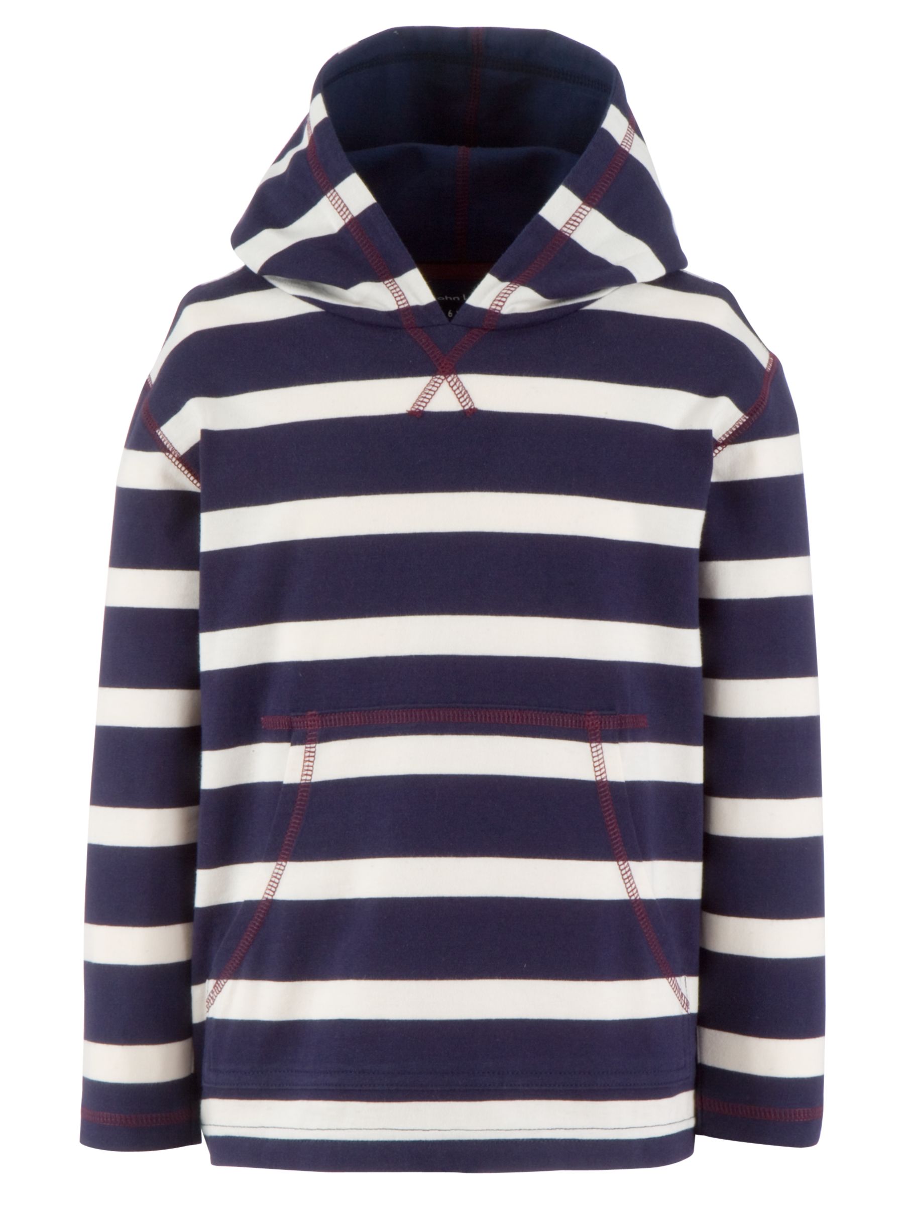 John Lewis Jersey Stripe Hoodie, Navy/White, 7 Years
