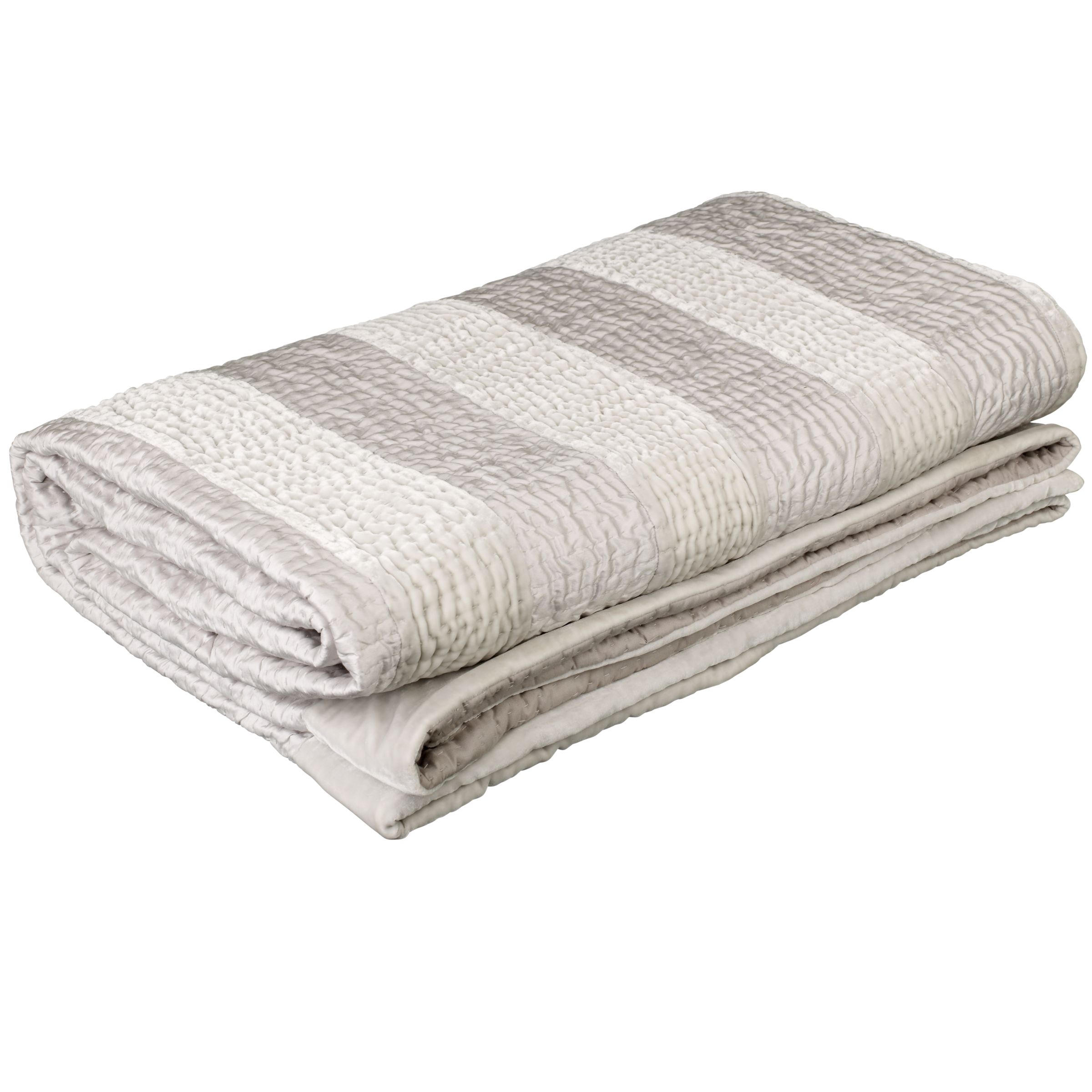 John Lewis Silk Velvet Stripe Throws, Silver at JohnLewis