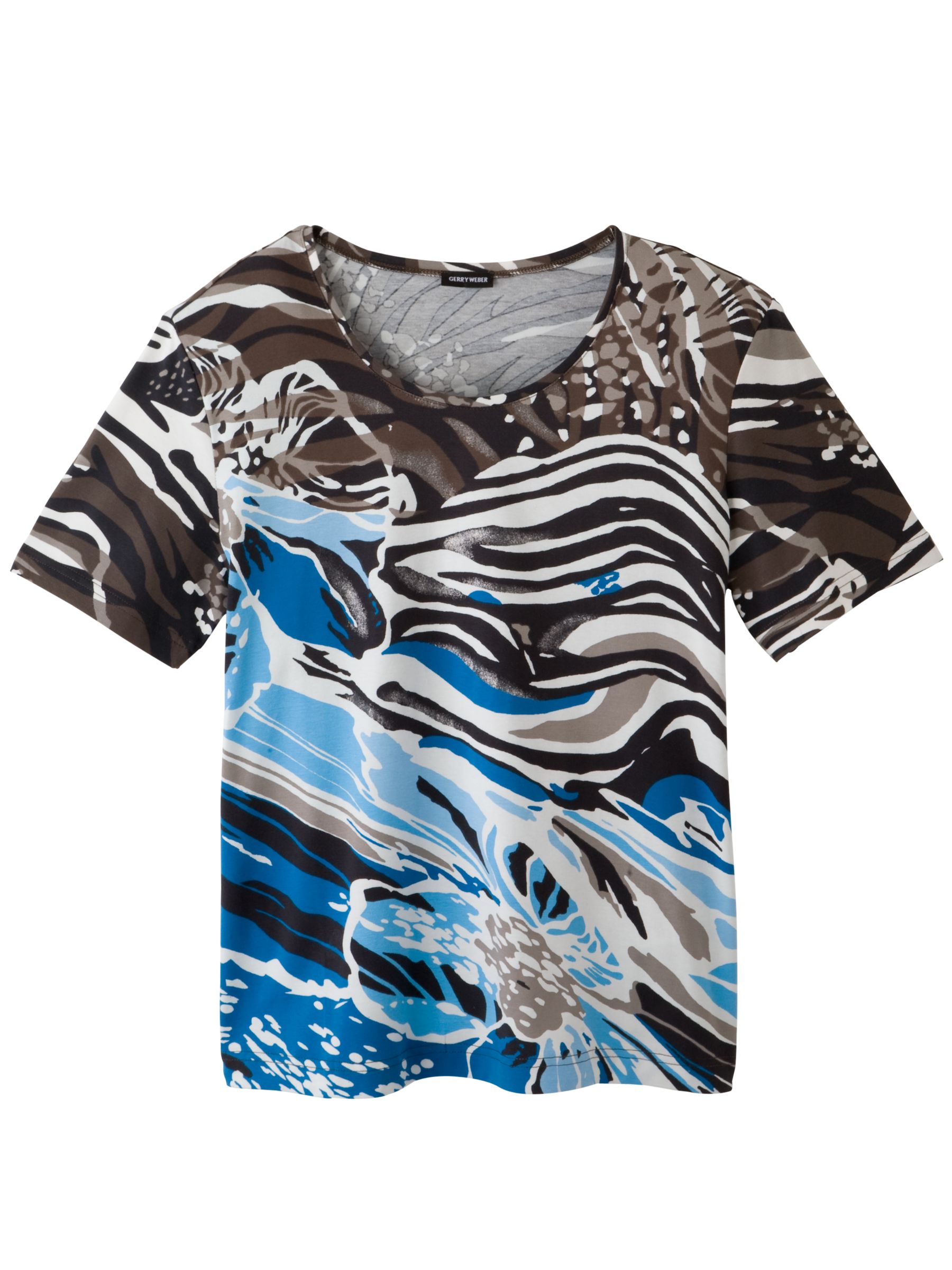 ¾ Sleeve Print T-Shirt, Aqua,