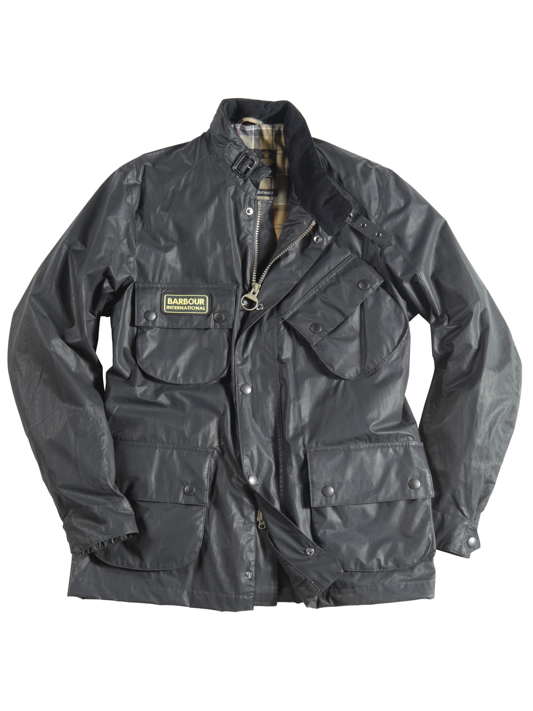 Barbour Carbon Finish International Jacket, Black, L at John Lewis
