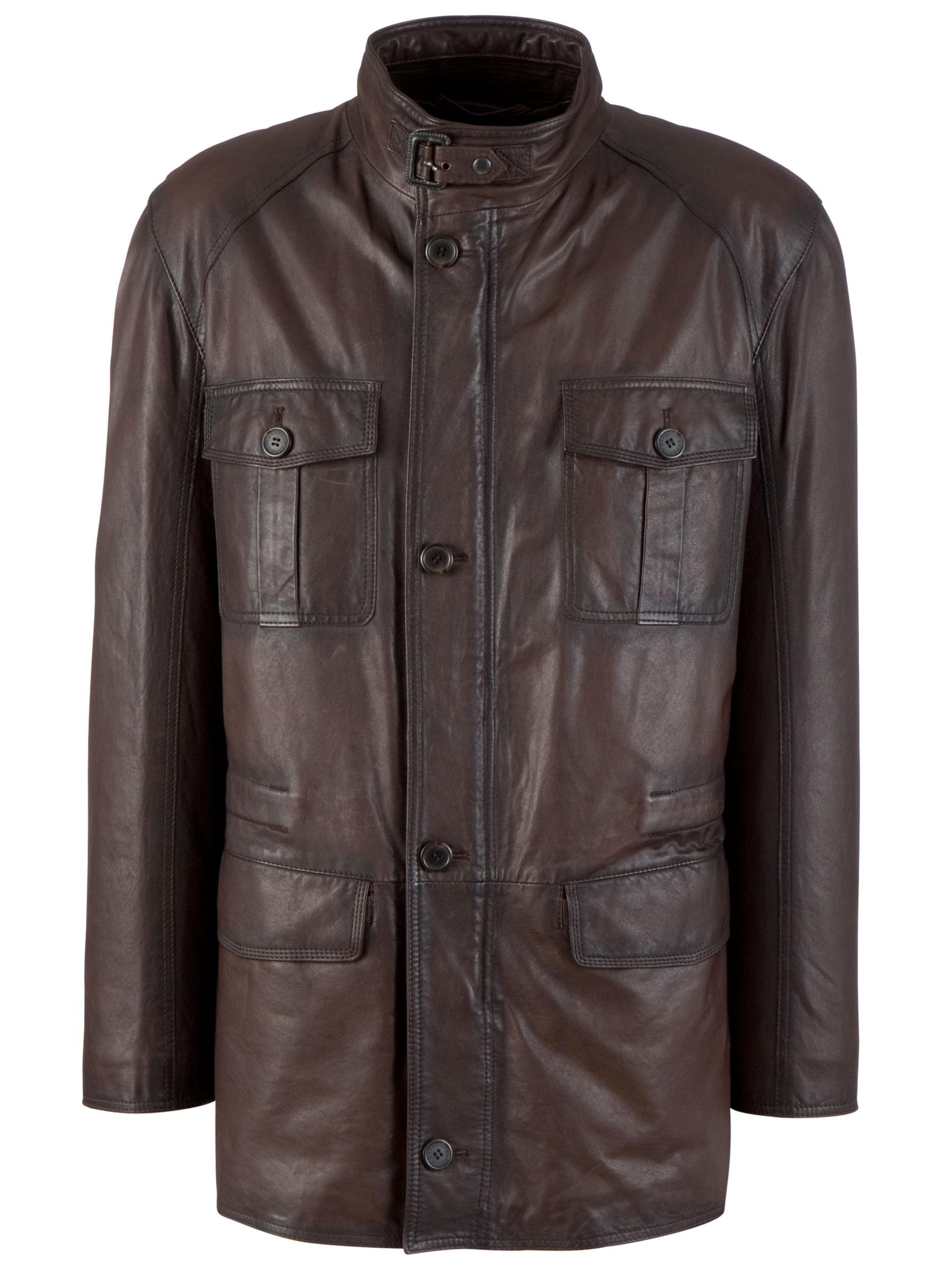 Barbour Sapper Leather Jacket, Brown at JohnLewis
