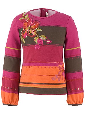 Embroidered Long Sleeve T-Shirt, Pink, 5