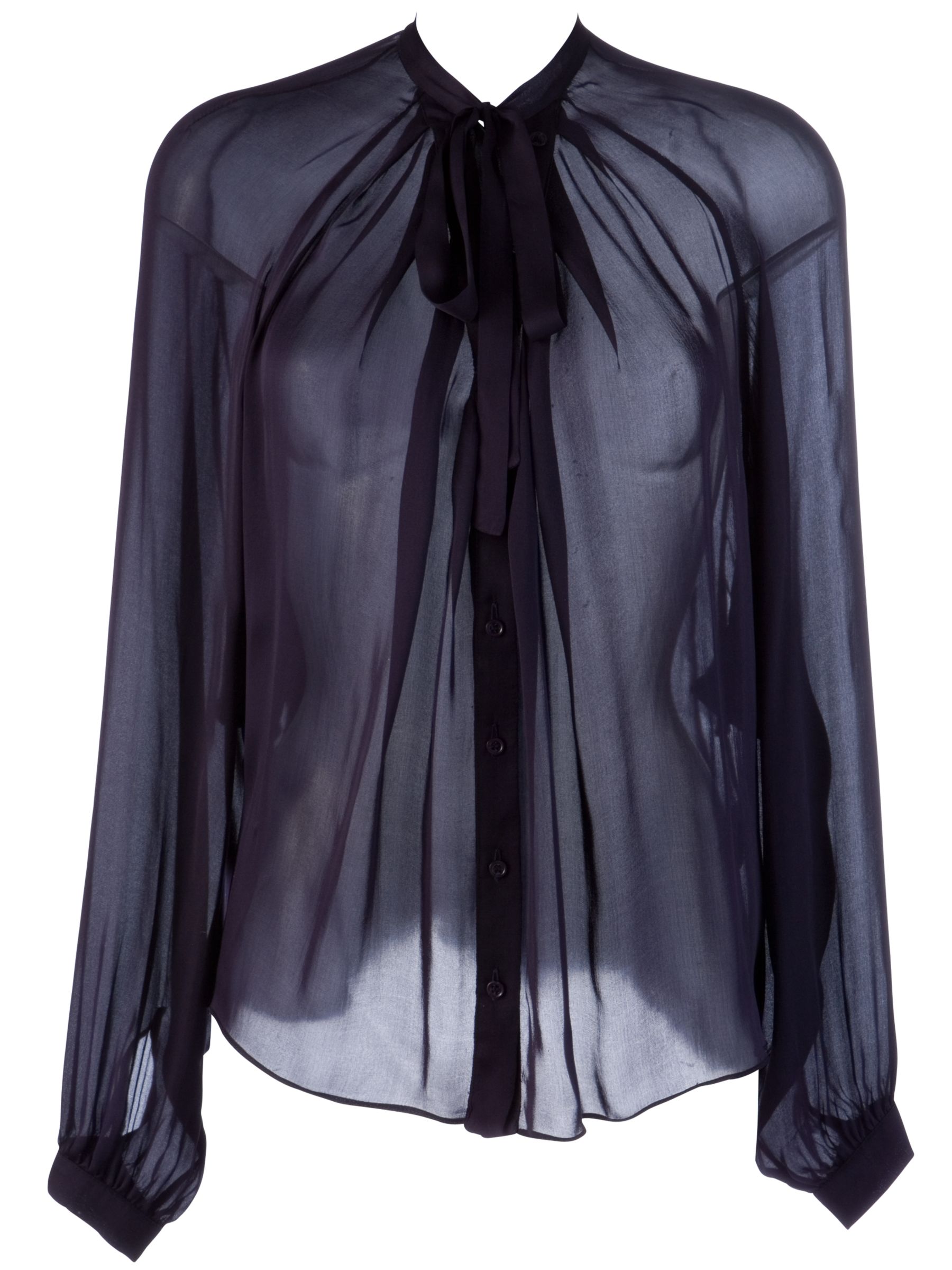 Tara Jarmon Tie Neck Silk Chiffon Blouse,