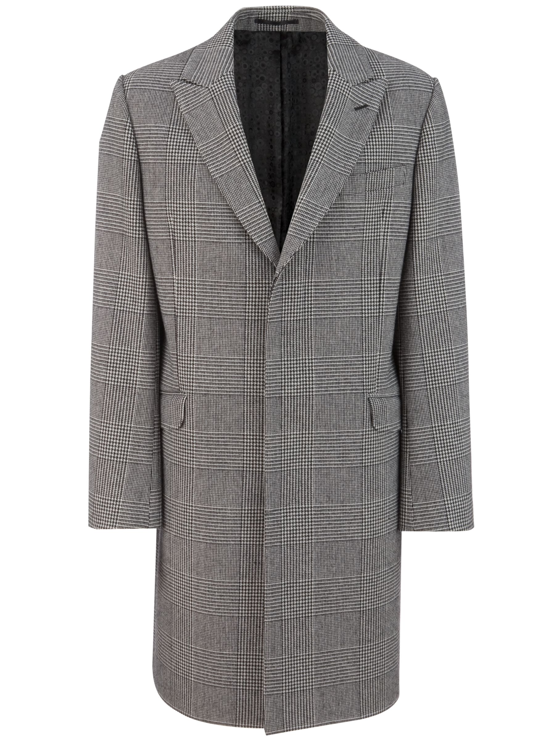 Jaeger Westminster Check Coat, Black/White at John Lewis